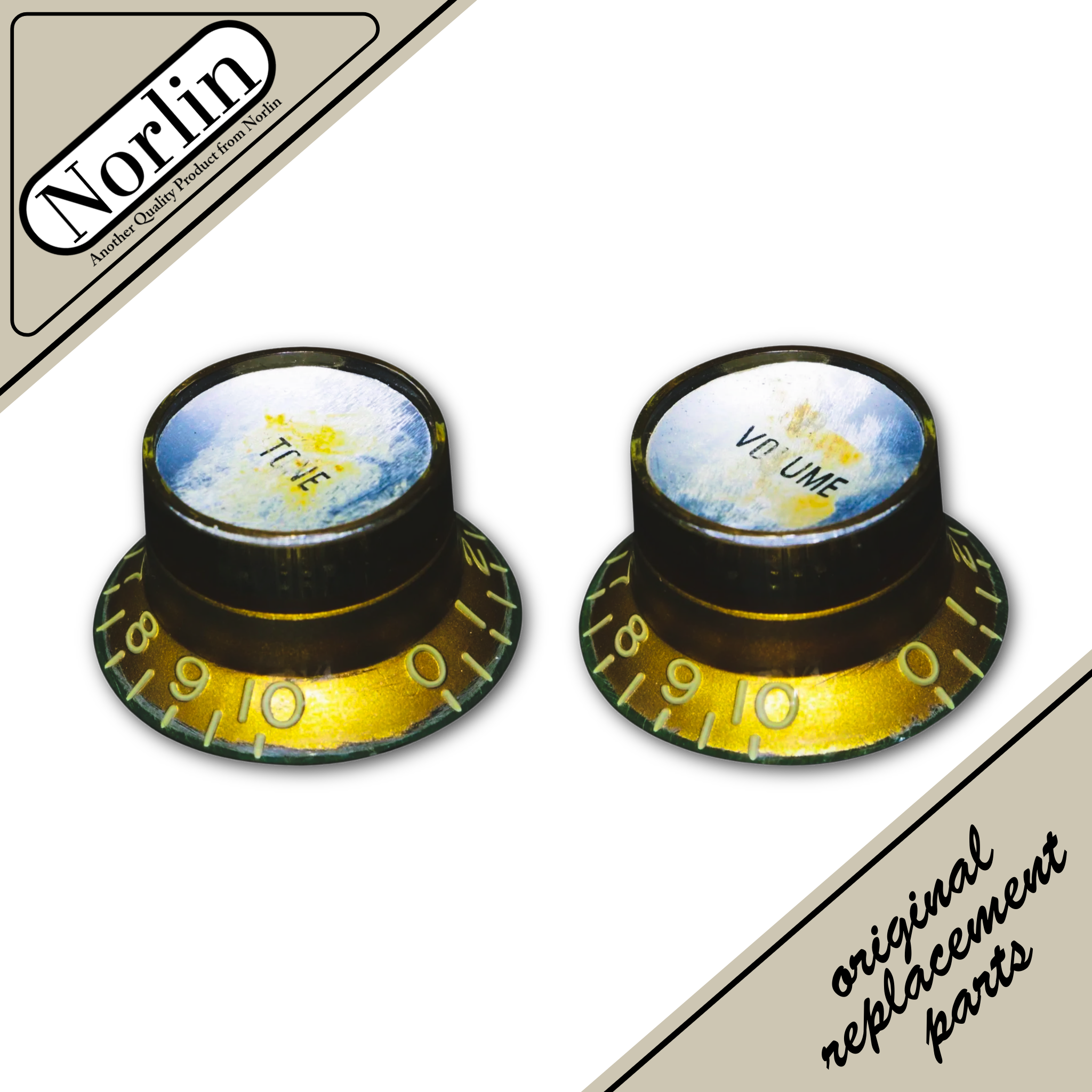 Aged Relic Top Hat Reflector Tone & Volume Knob for Gibson® Guitars (Inch) - Randy's LLC