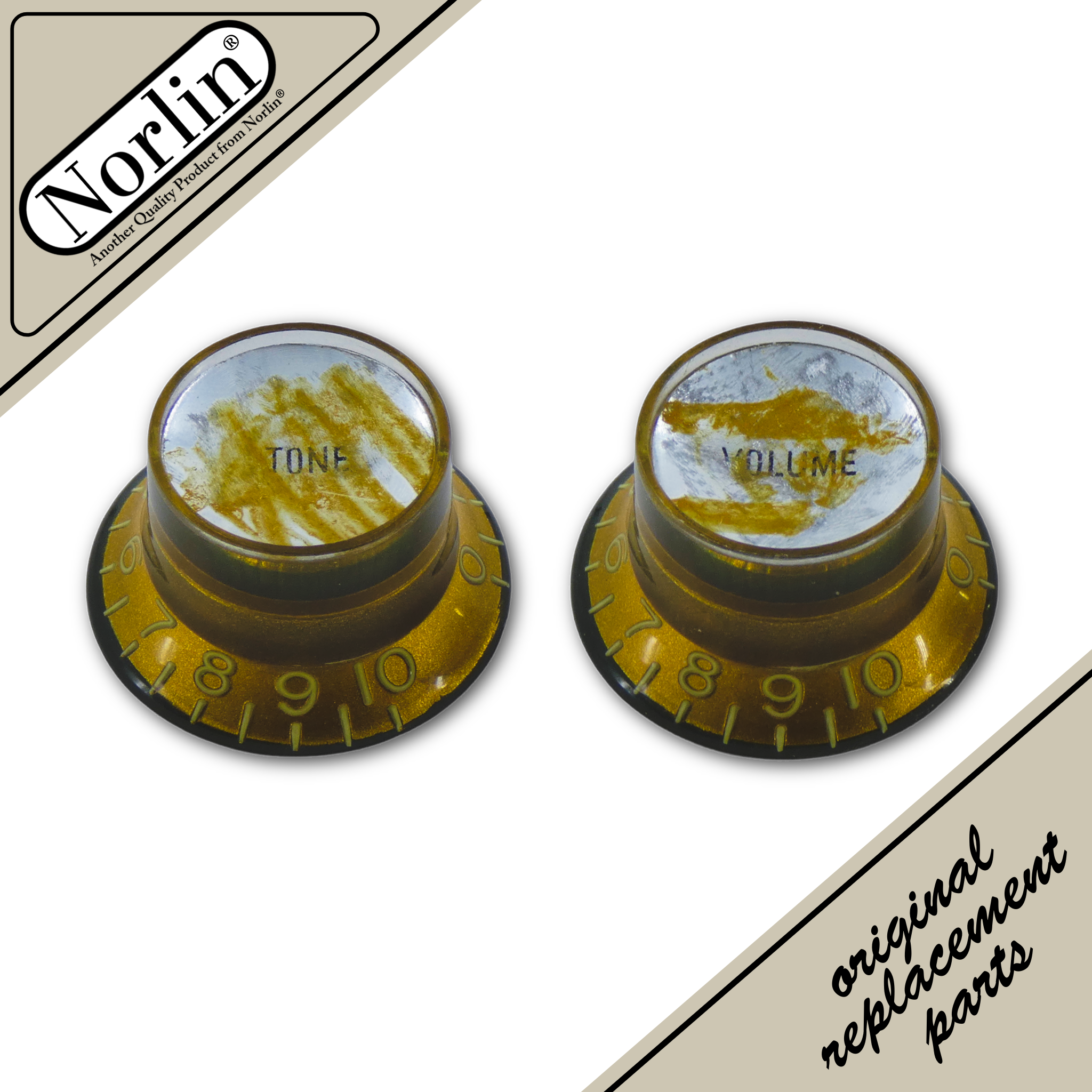 Embossed Aged Relic Top Hat Reflector Tone & Volume Knob for Gibson® Guitars - Randy's LLC