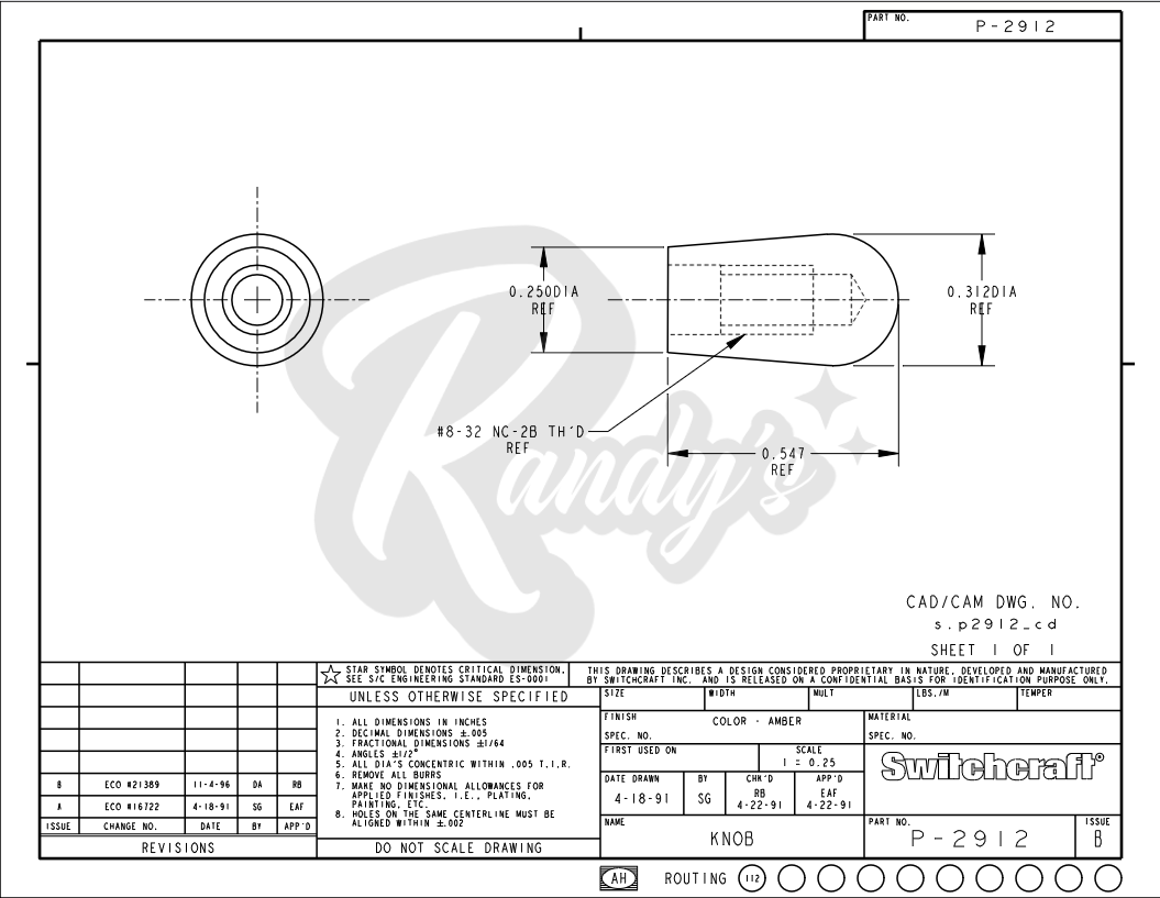 Switchcraft 3-Way Toggle Switch Tip - Fits Gibson® - Randy's LLC