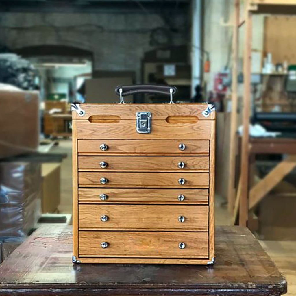 6-Drawer Portable Top Chest Luthier Tool Box in Oak - Randy's LLC