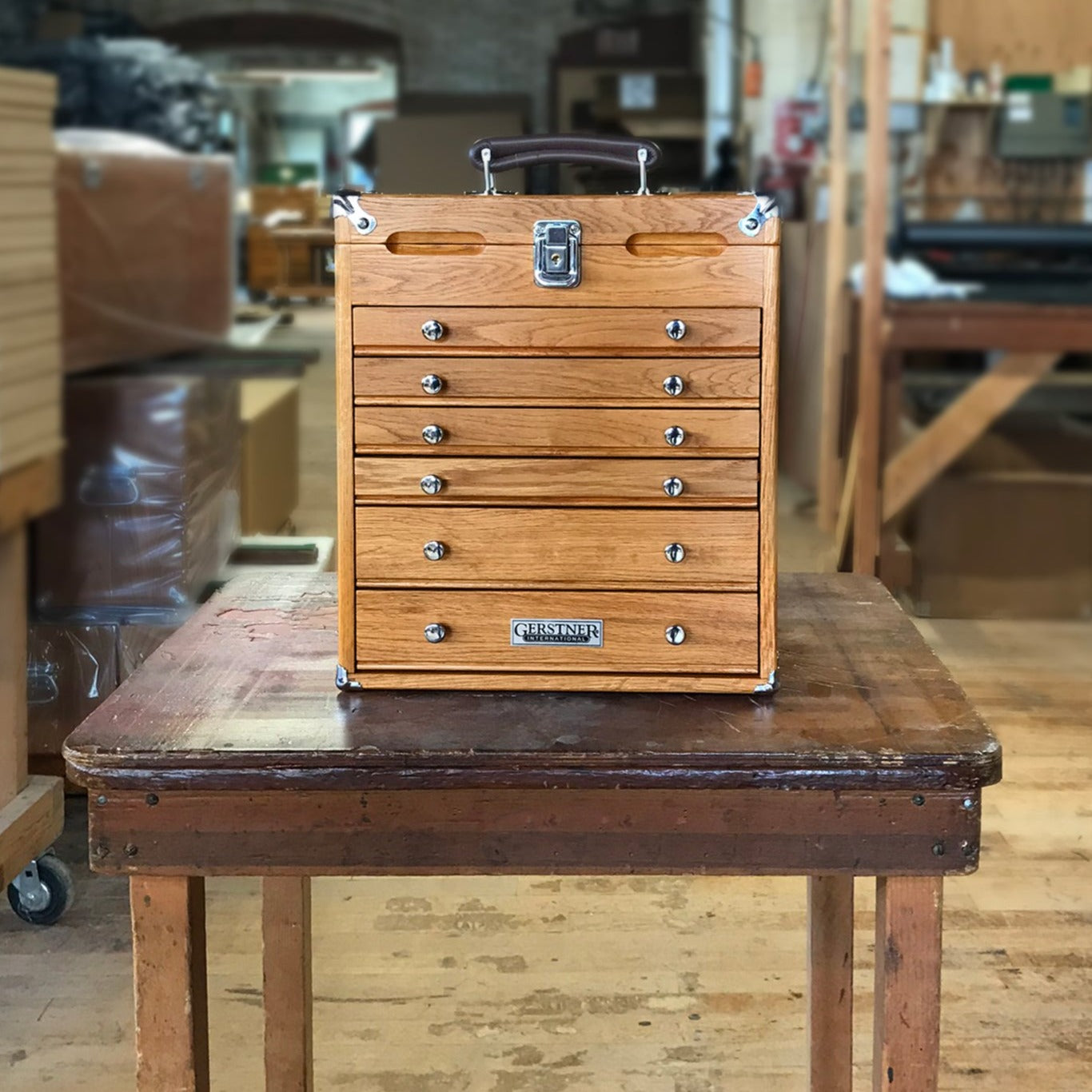 6-Drawer Portable Top Chest Luthier Tool Box in Oak - Randy's LLC