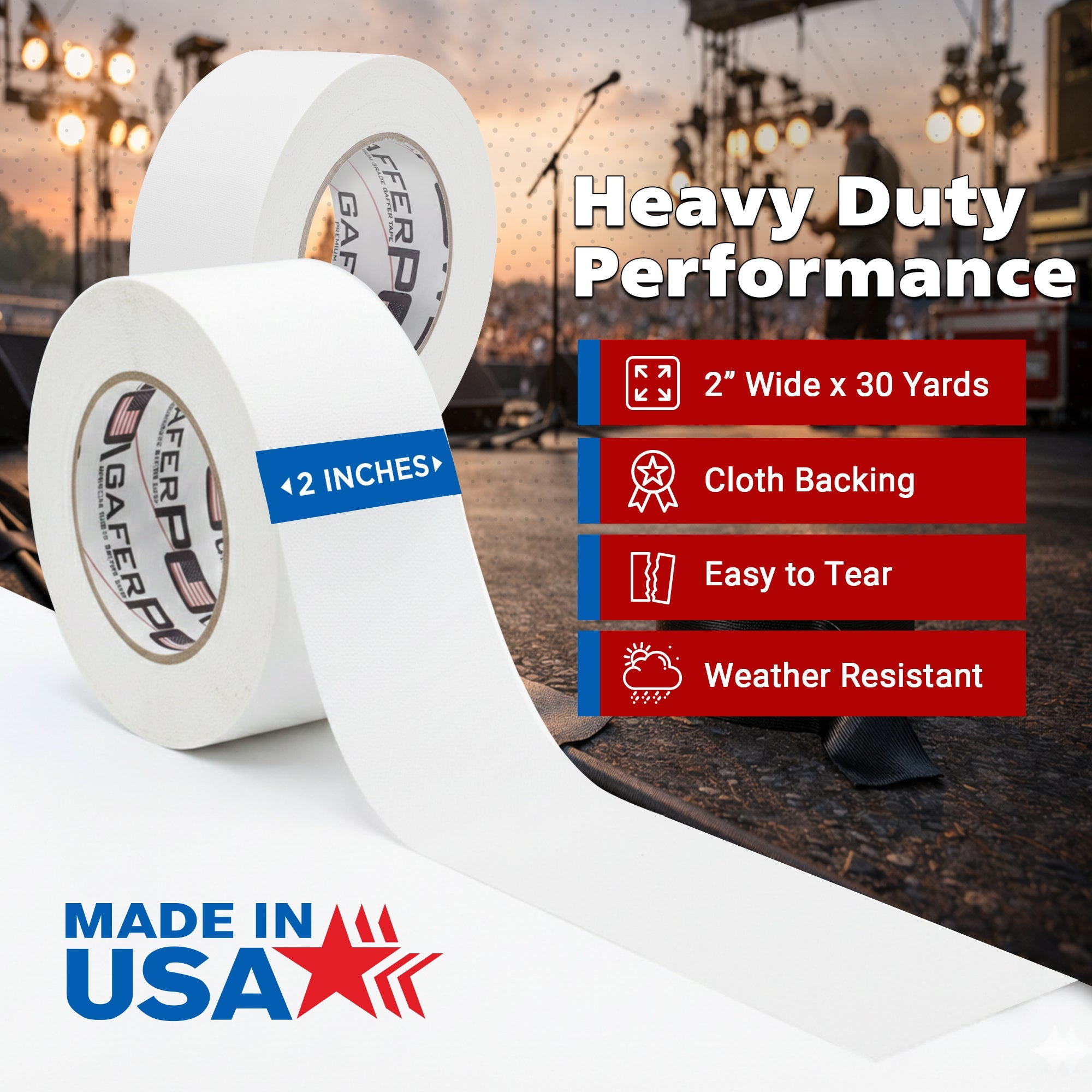 Gaffer Tape — White 2" x 30yd - Randy's LLC