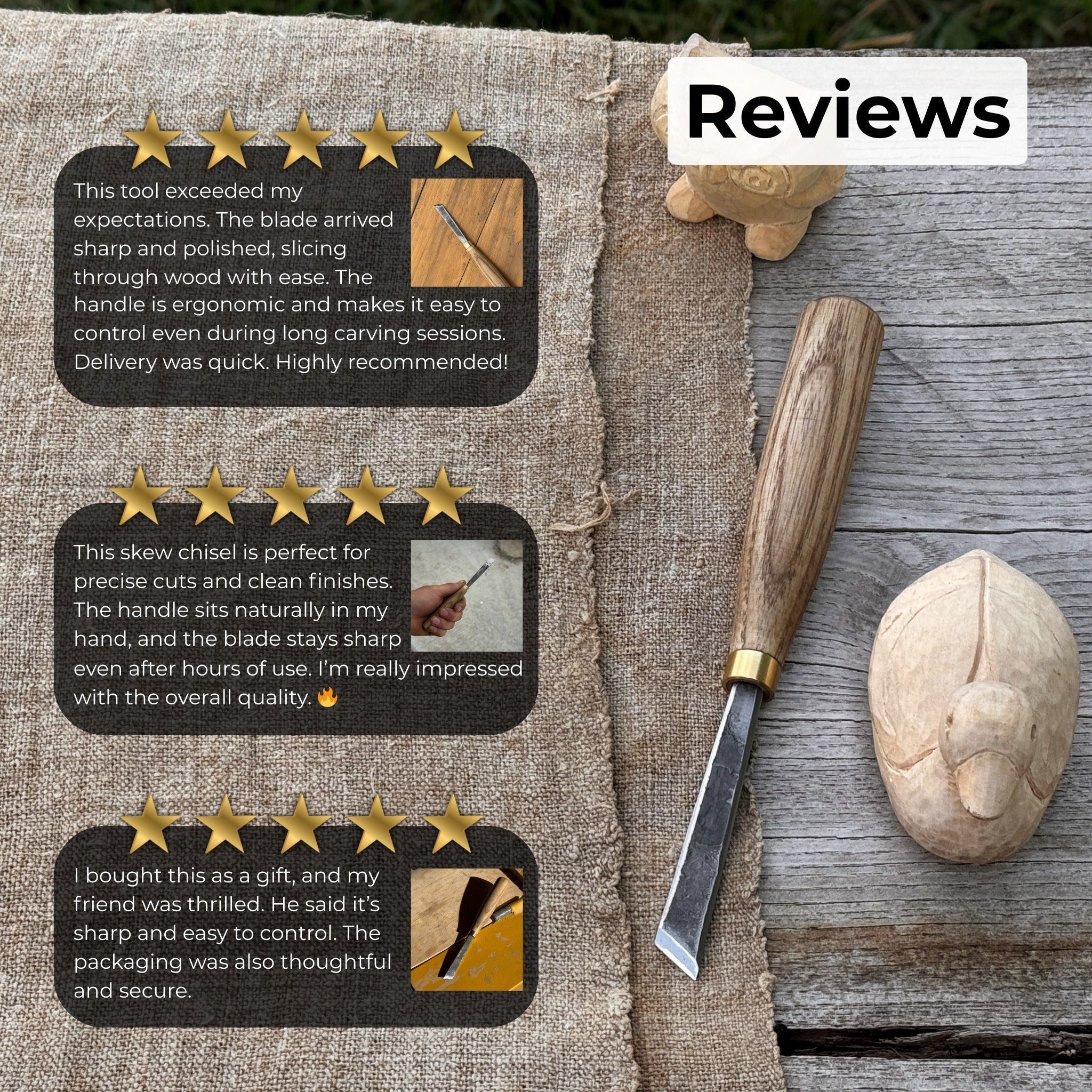 Angled Bevel Carving Chisel – 10 mm (0.39 inches) - Randy's LLC