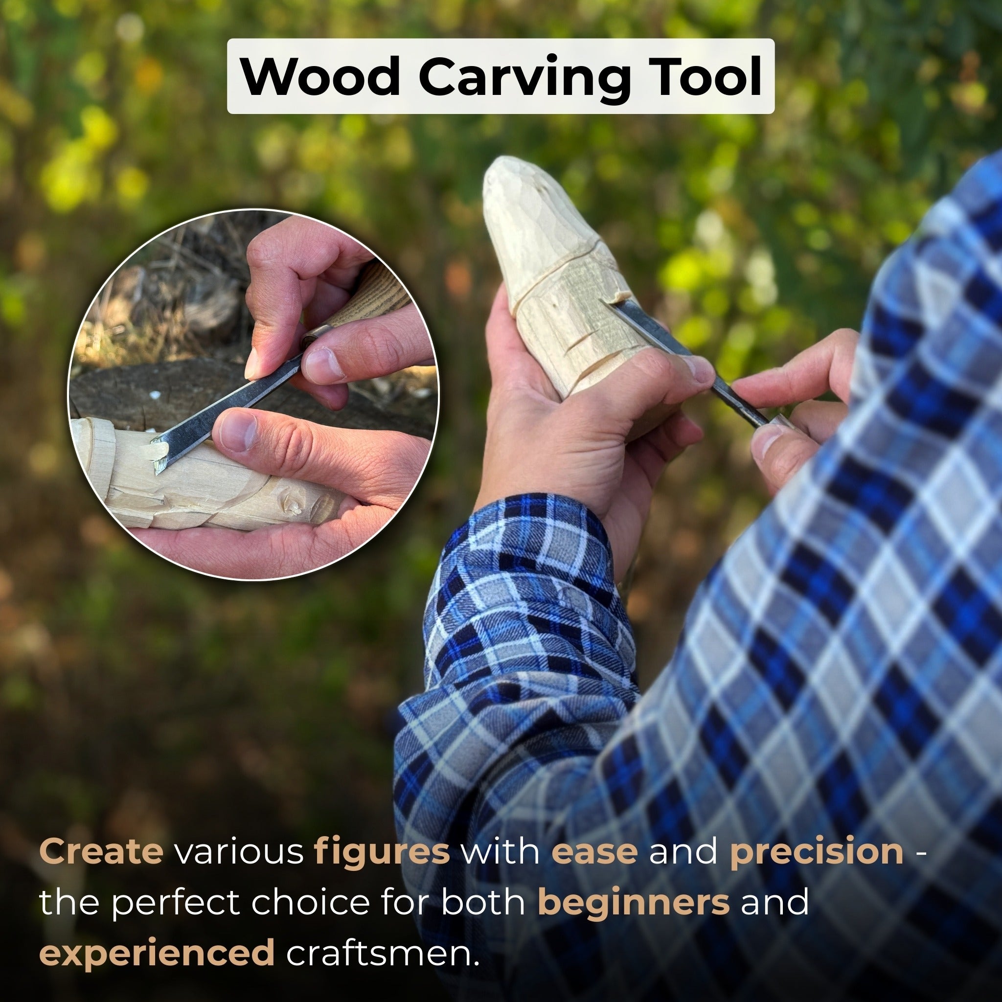 Angled Bevel Carving Chisel with Palm Handle – 10 mm (0.39 inches) - Randy's LLC