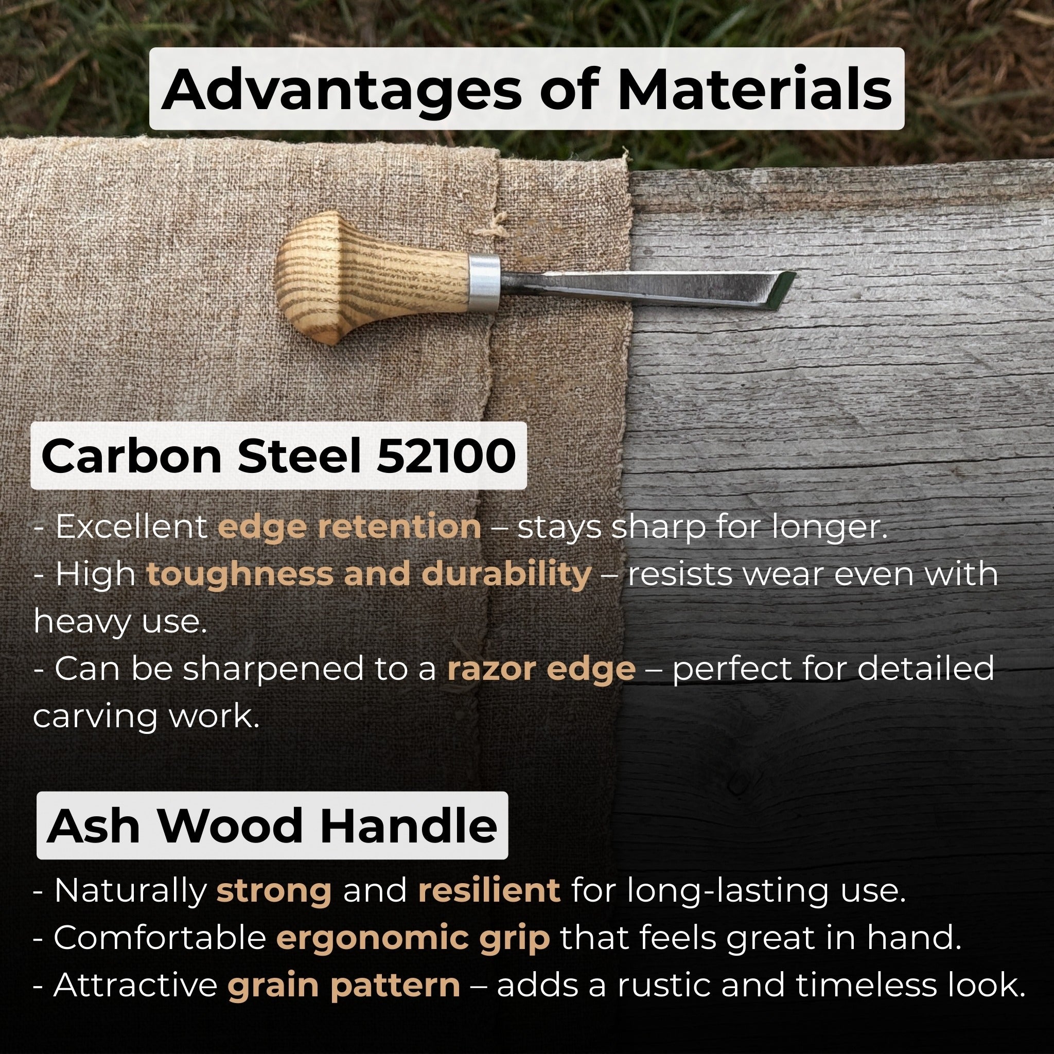 Angled Bevel Carving Chisel with Palm Handle – 10 mm (0.39 inches) - Randy's LLC