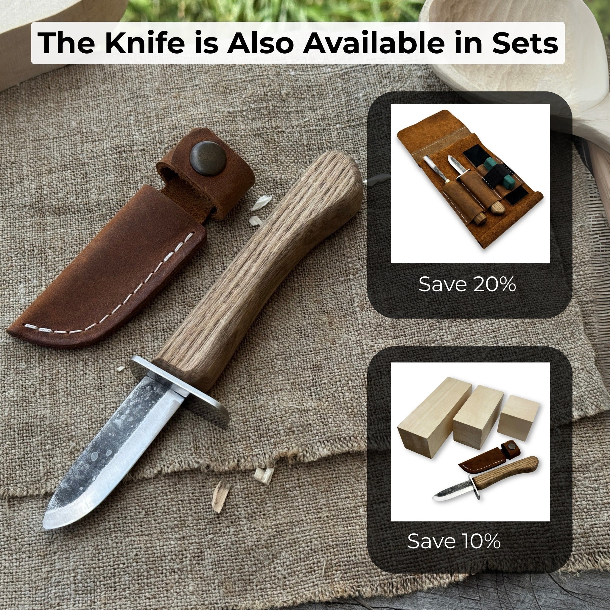 Beginner’s Woodcarving Knife with Leather Sheath, 6 cm (2.36 inches) - Randy's LLC