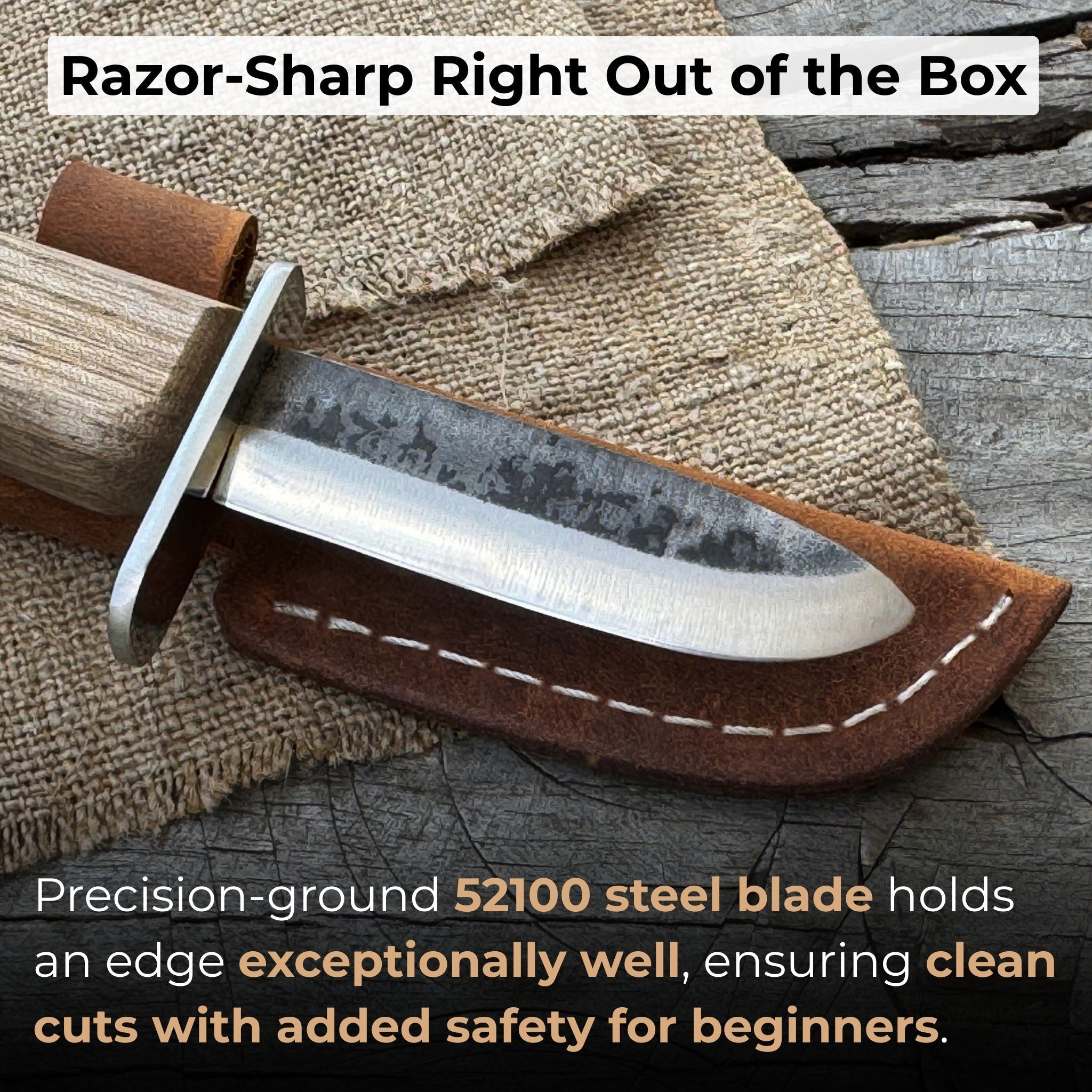 Beginner’s Woodcarving Knife with Leather Sheath, 6 cm (2.36 inches) - Randy's LLC