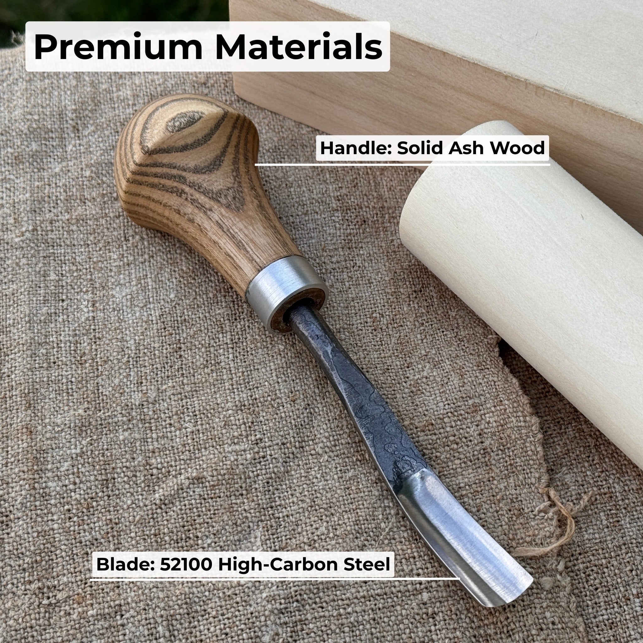 Bent Carving Gouge with Palm Handle – 8 mm / 12 mm (0.31 / 0.47 inches) - Randy's LLC