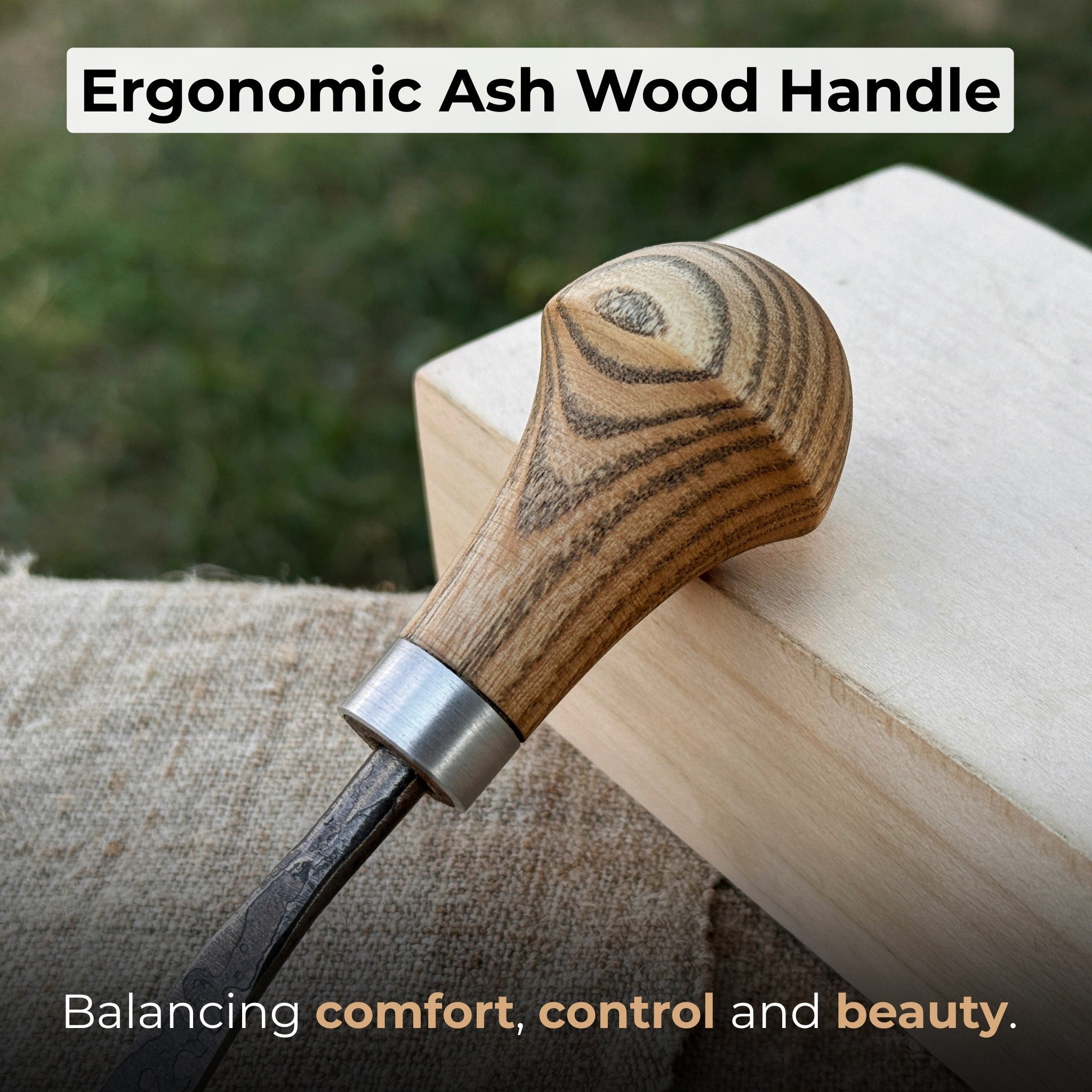 Bent Carving Gouge with Palm Handle – 8 mm / 12 mm (0.31 / 0.47 inches) - Randy's LLC