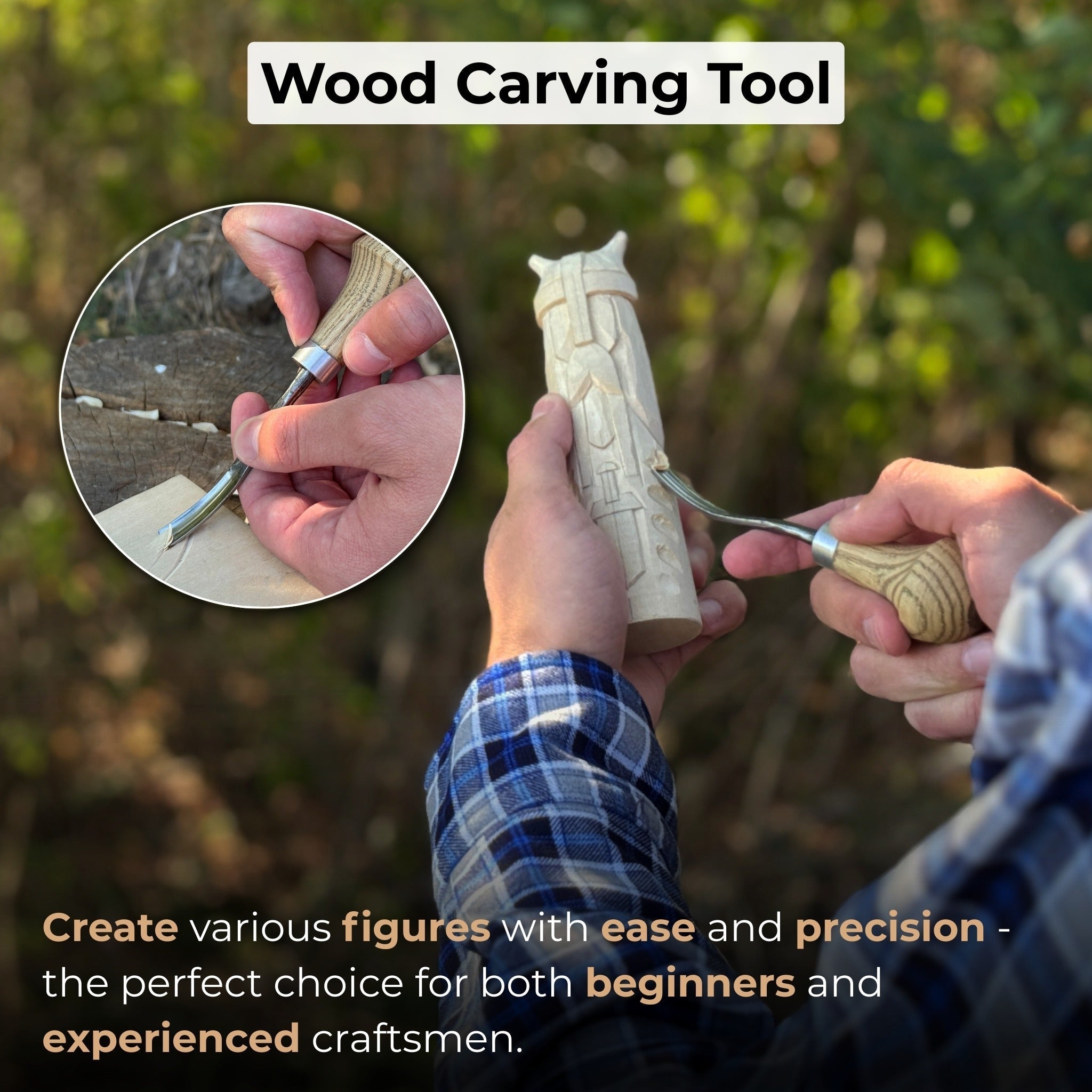 Bent Carving Gouge with Palm Handle – 8 mm / 12 mm (0.31 / 0.47 inches) - Randy's LLC