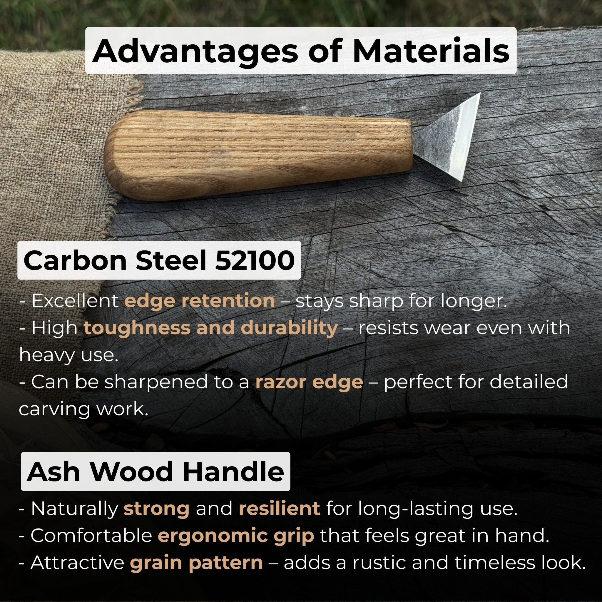 Bevel Edge Carving Knife, 3.5 cm (1.38 inches) - Randy's LLC
