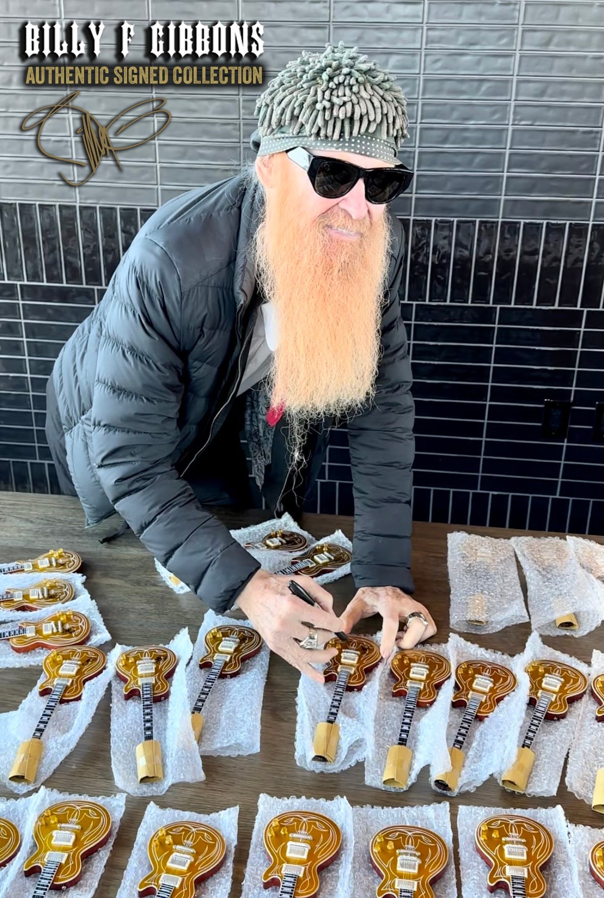 Billy F Gibbons AUTOGRAPHED COLLECTION Signature 1:4 Scale Mini Guitar Models - 1ST EDITION 2023 - Randy's LLC