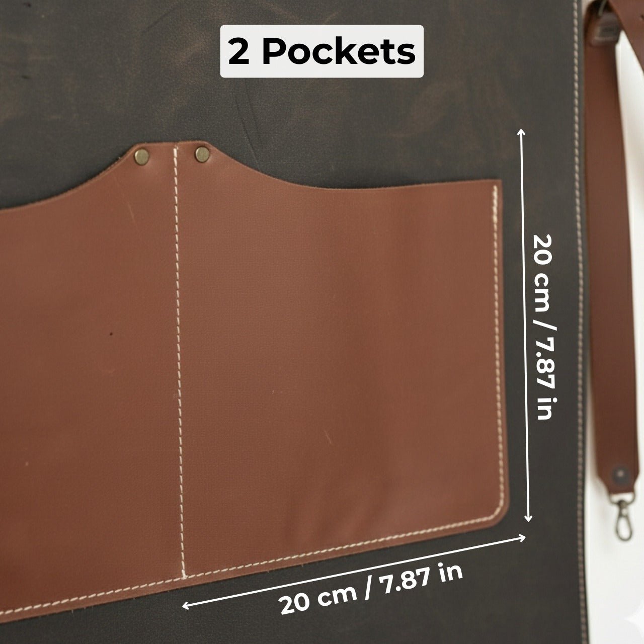 Black Leather Apron with Adjustable Straps and Pockets - Randy's LLC
