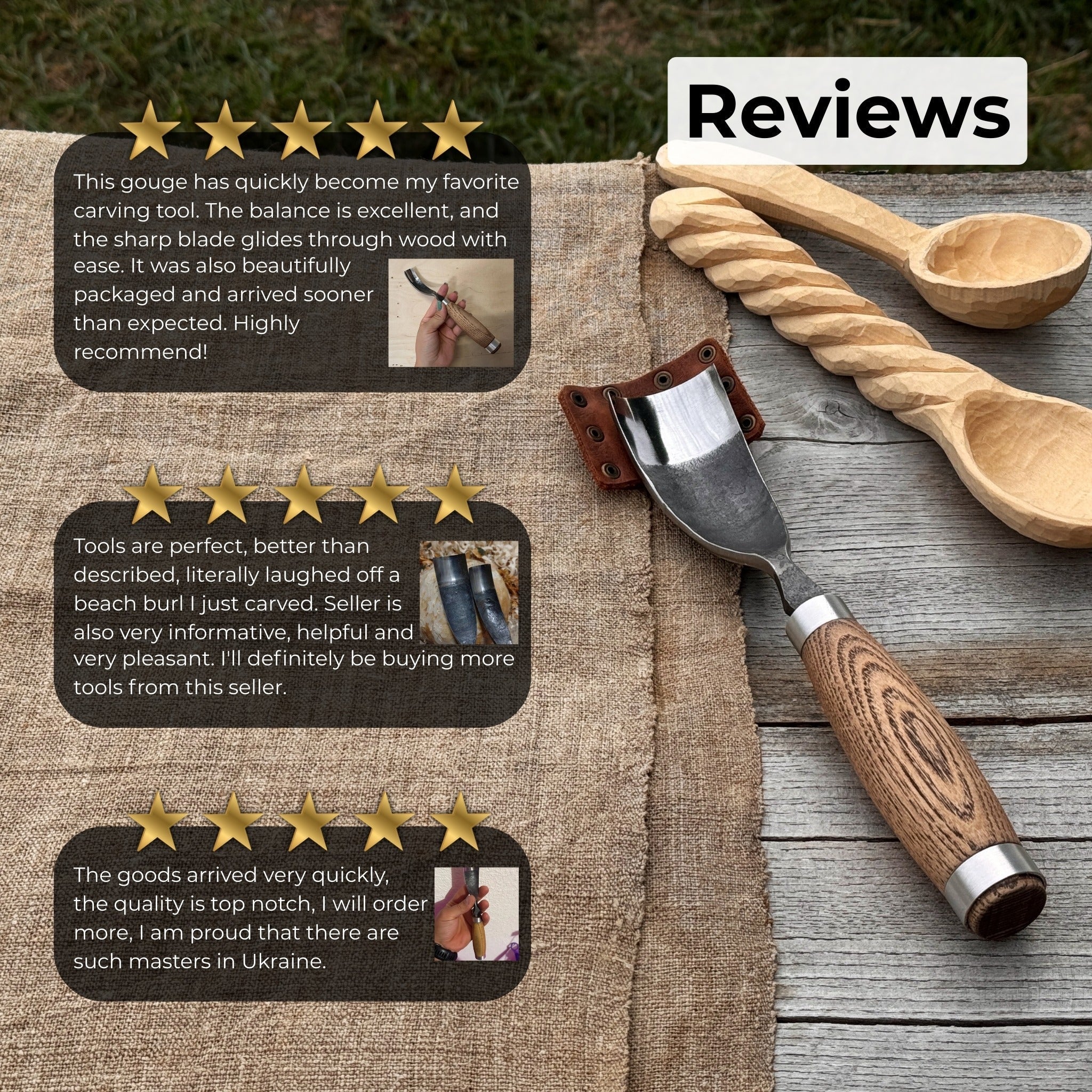 Curved Bowl Gouge, 10 - 45 mm (0.4 - 1.8 inches) - Randy's LLC