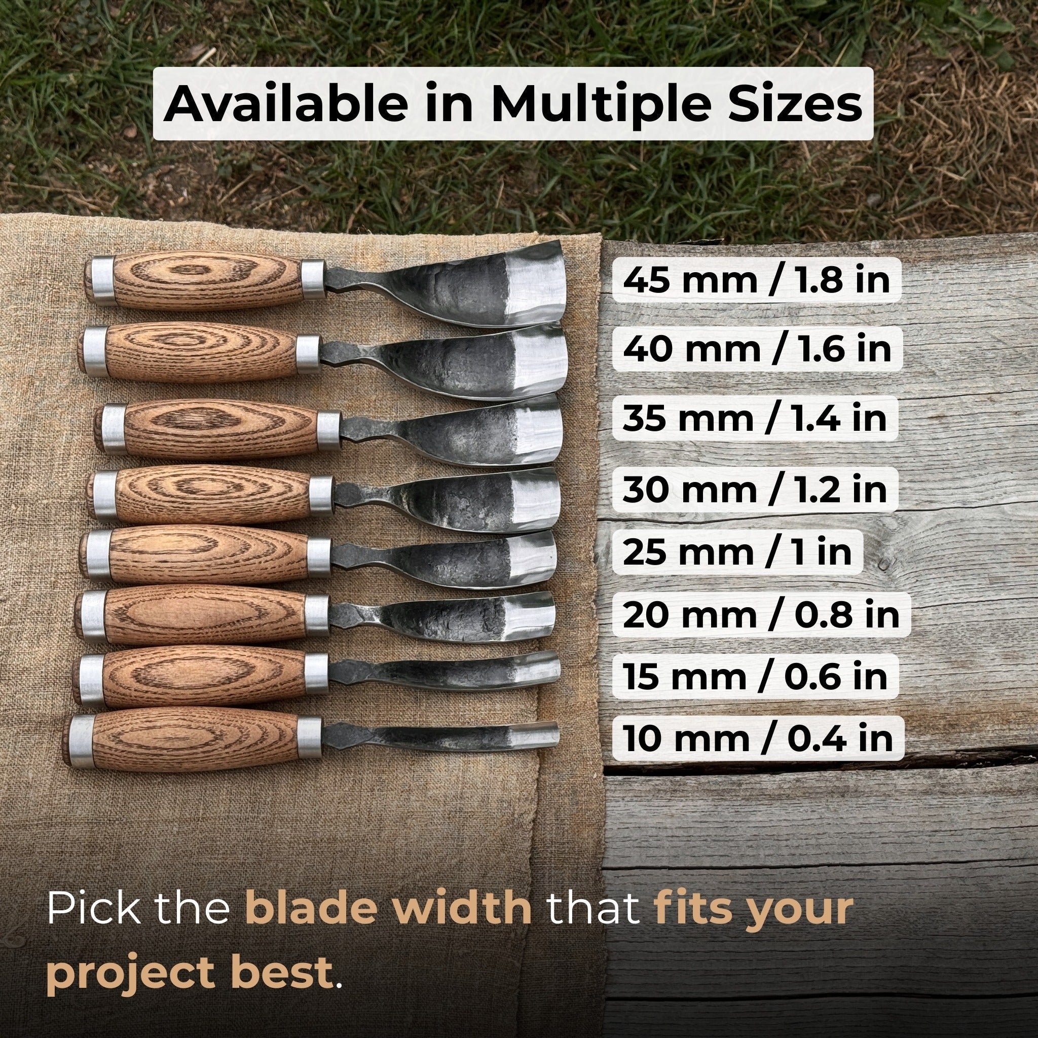 Curved Bowl Gouge, 10 - 45 mm (0.4 - 1.8 inches) - Randy's LLC