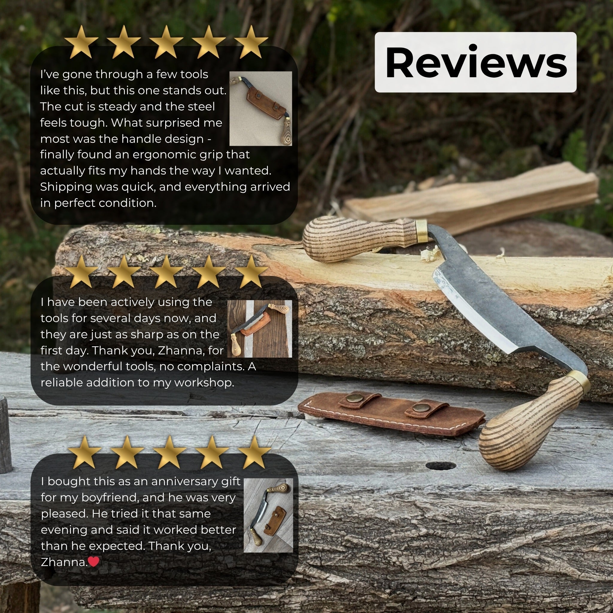 Curved Draw Knife (Push/Pull Shave), 10.5 cm (4.1 inch) Cutting Edge - Randy's LLC