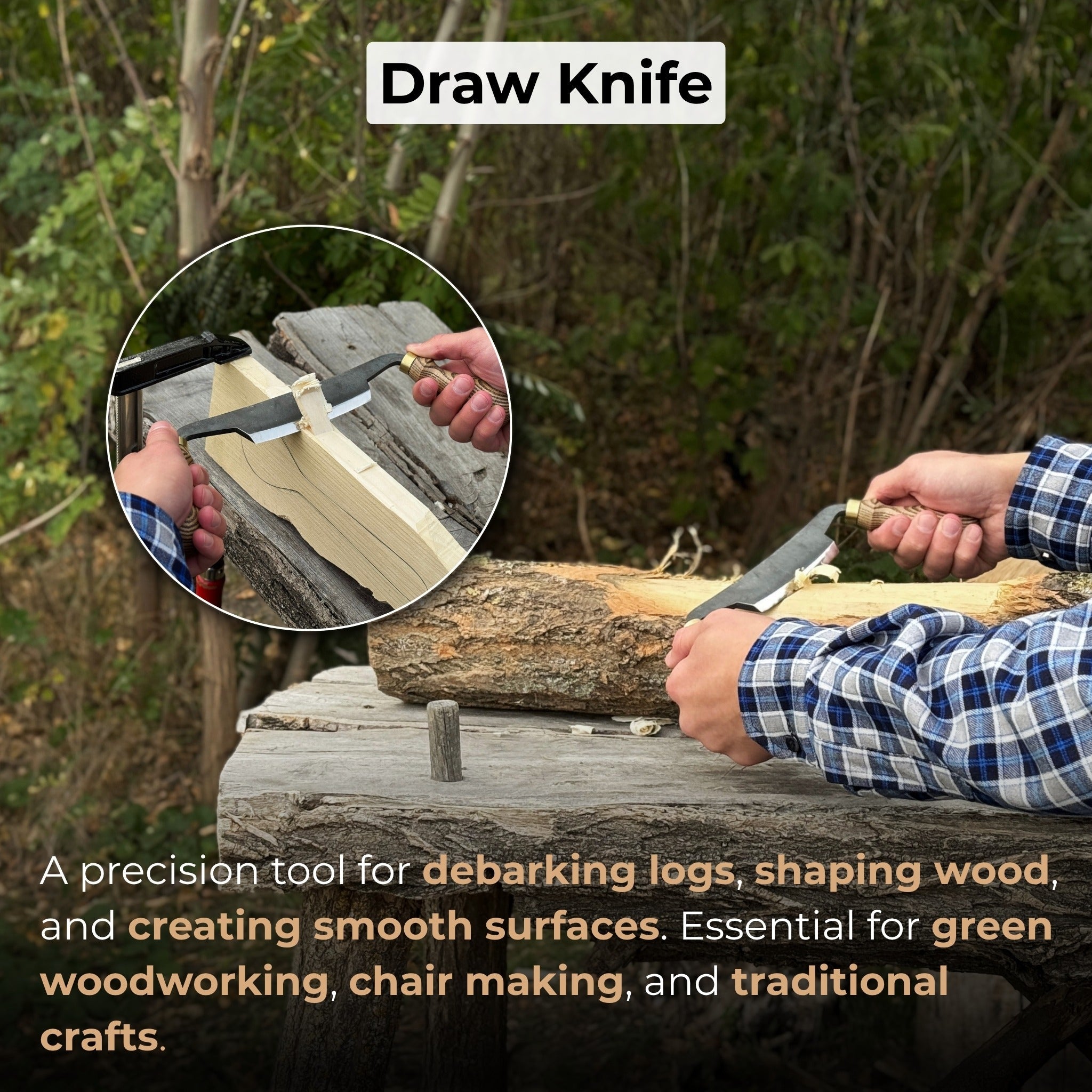 Curved Draw Knife (Push/Pull Shave), 10.5 cm (4.1 inch) Cutting Edge - Randy's LLC