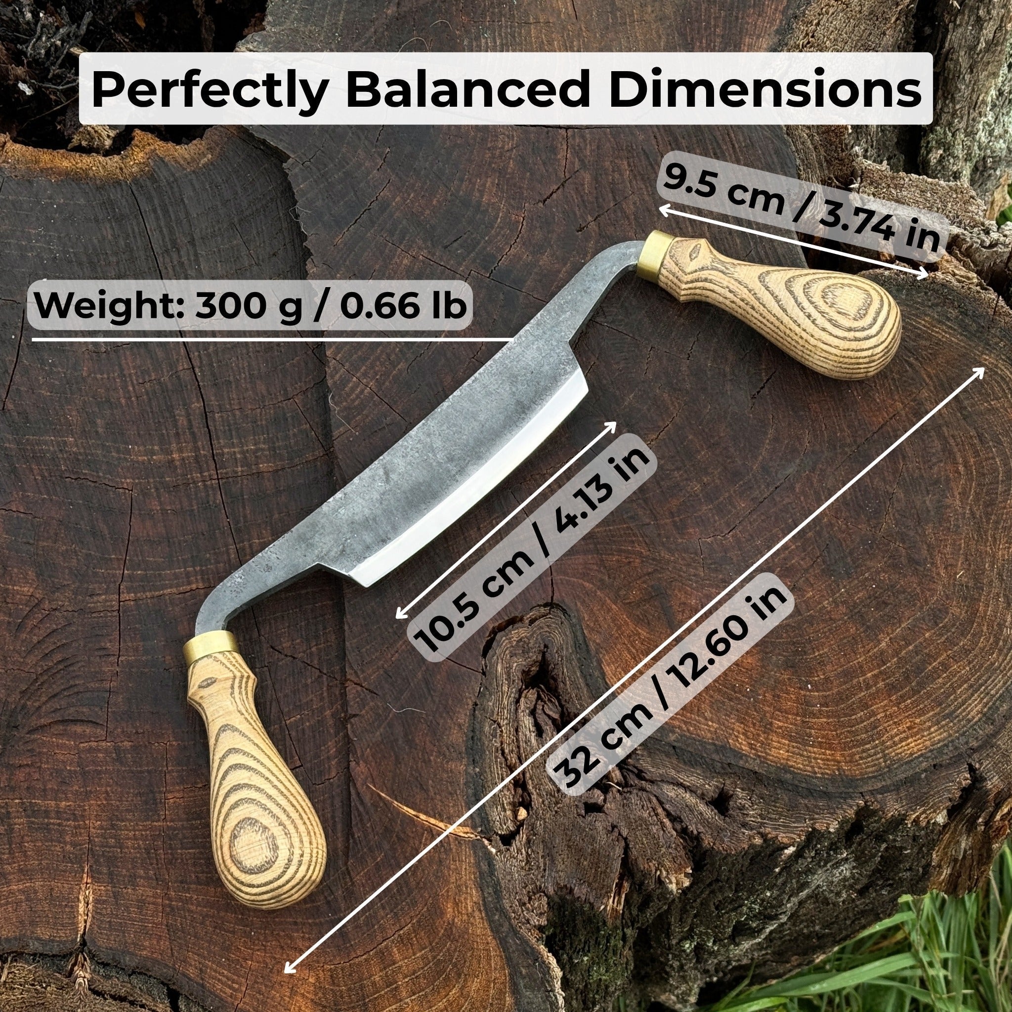 Curved Draw Knife (Push/Pull Shave), 10.5 cm (4.1 inch) Cutting Edge - Randy's LLC