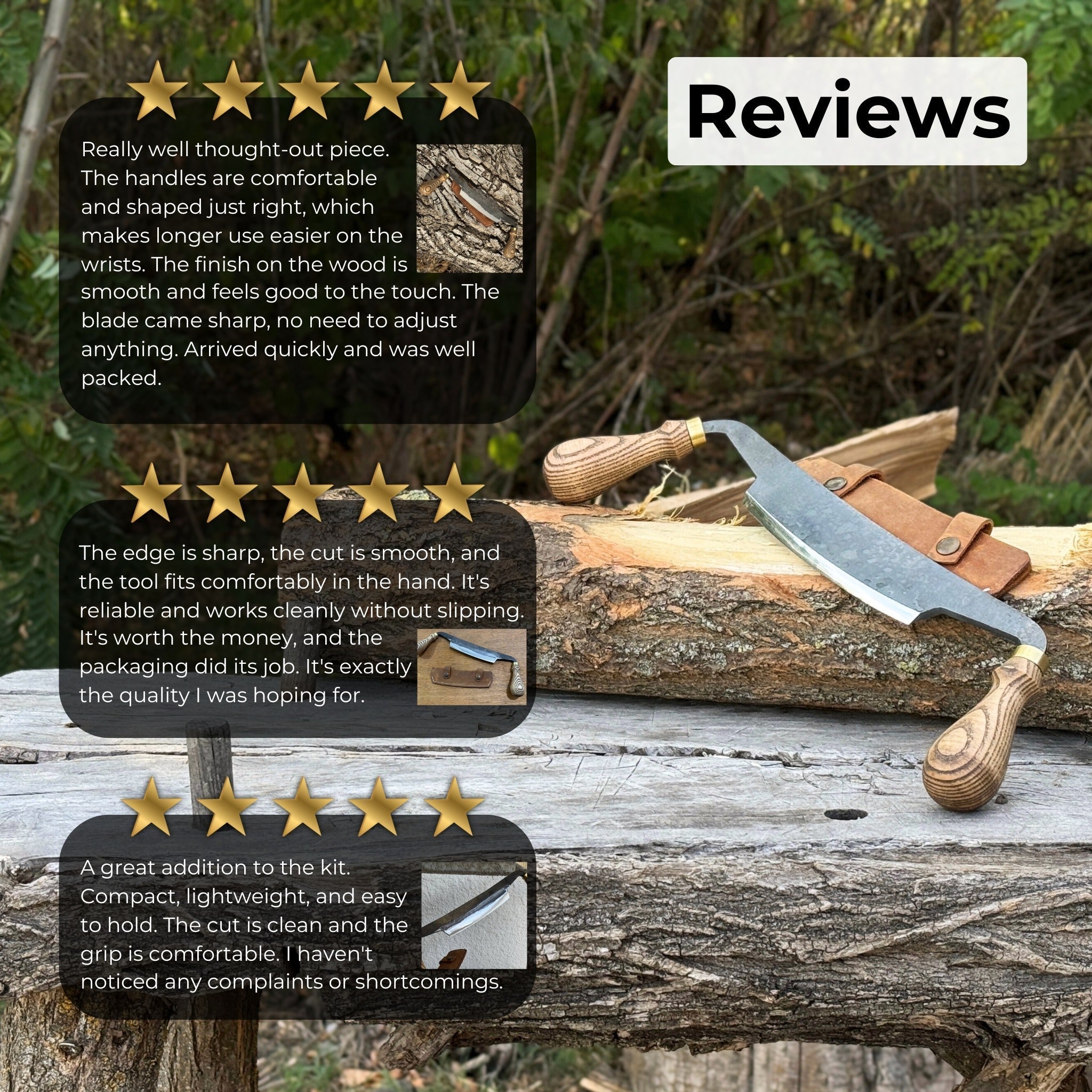 Curved Draw Knife (Push/Pull Shave), 14.5 cm (5.7 inch) Cutting Edge - Randy's LLC