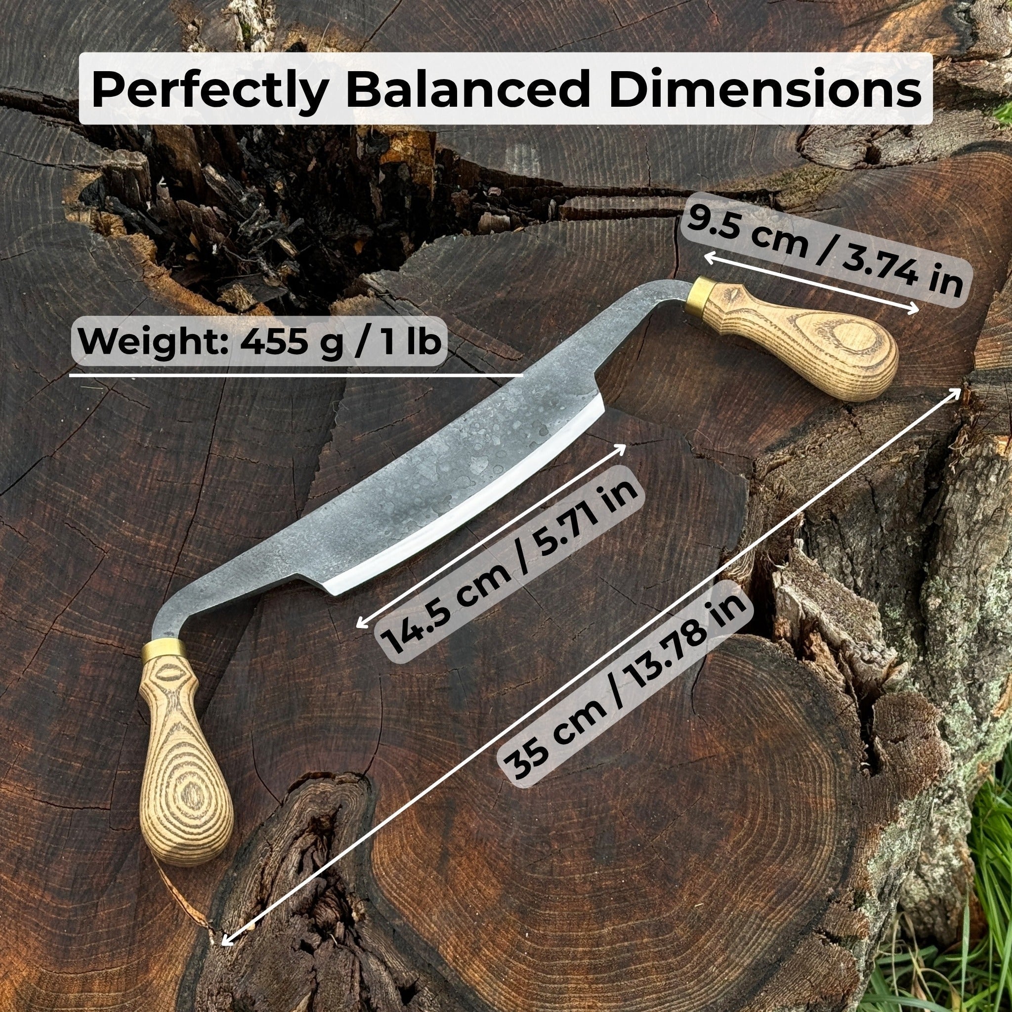 Curved Draw Knife (Push/Pull Shave), 14.5 cm (5.7 inch) Cutting Edge - Randy's LLC