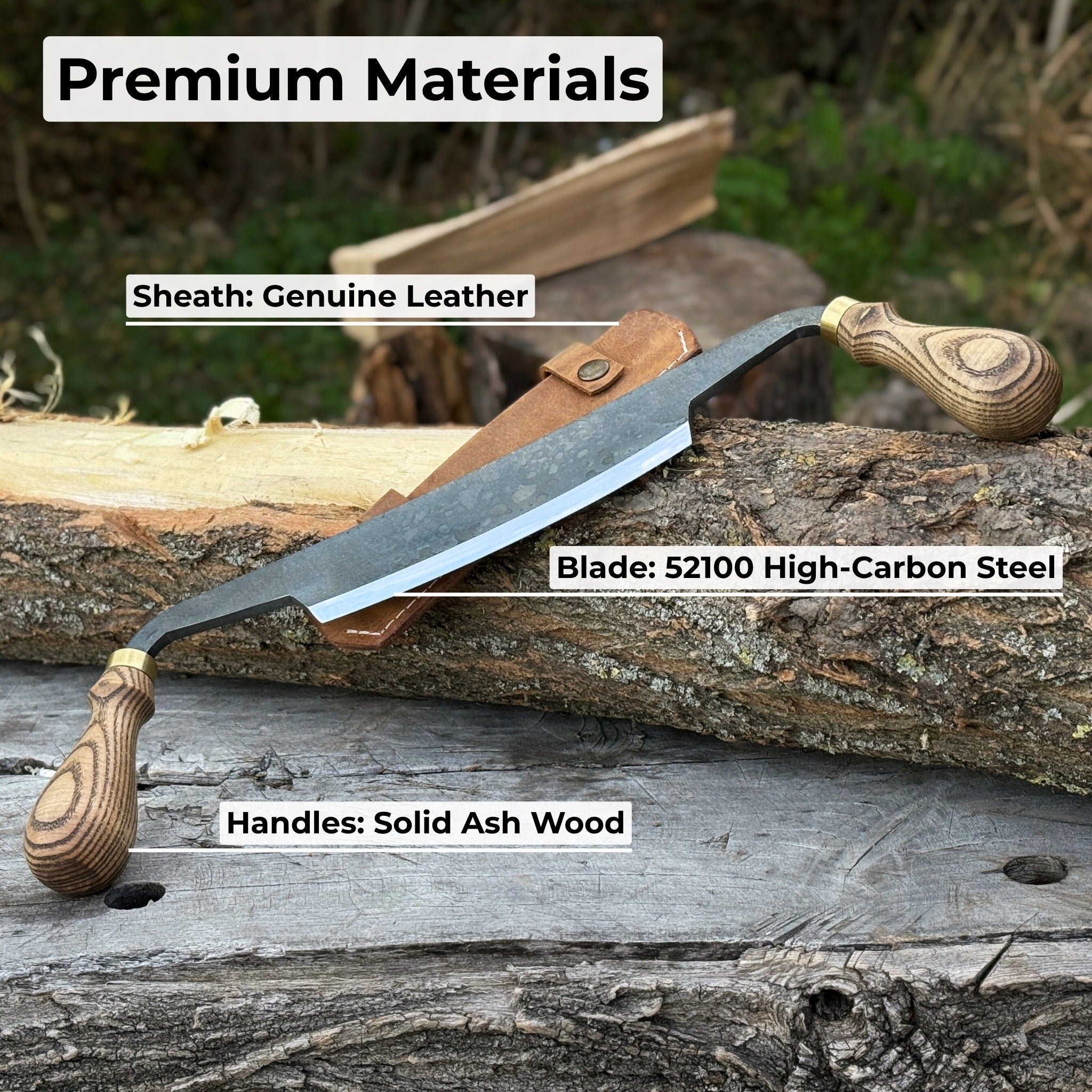 Curved Draw Knife (Push/Pull Shave), 14.5 cm (5.7 inch) Cutting Edge - Randy's LLC