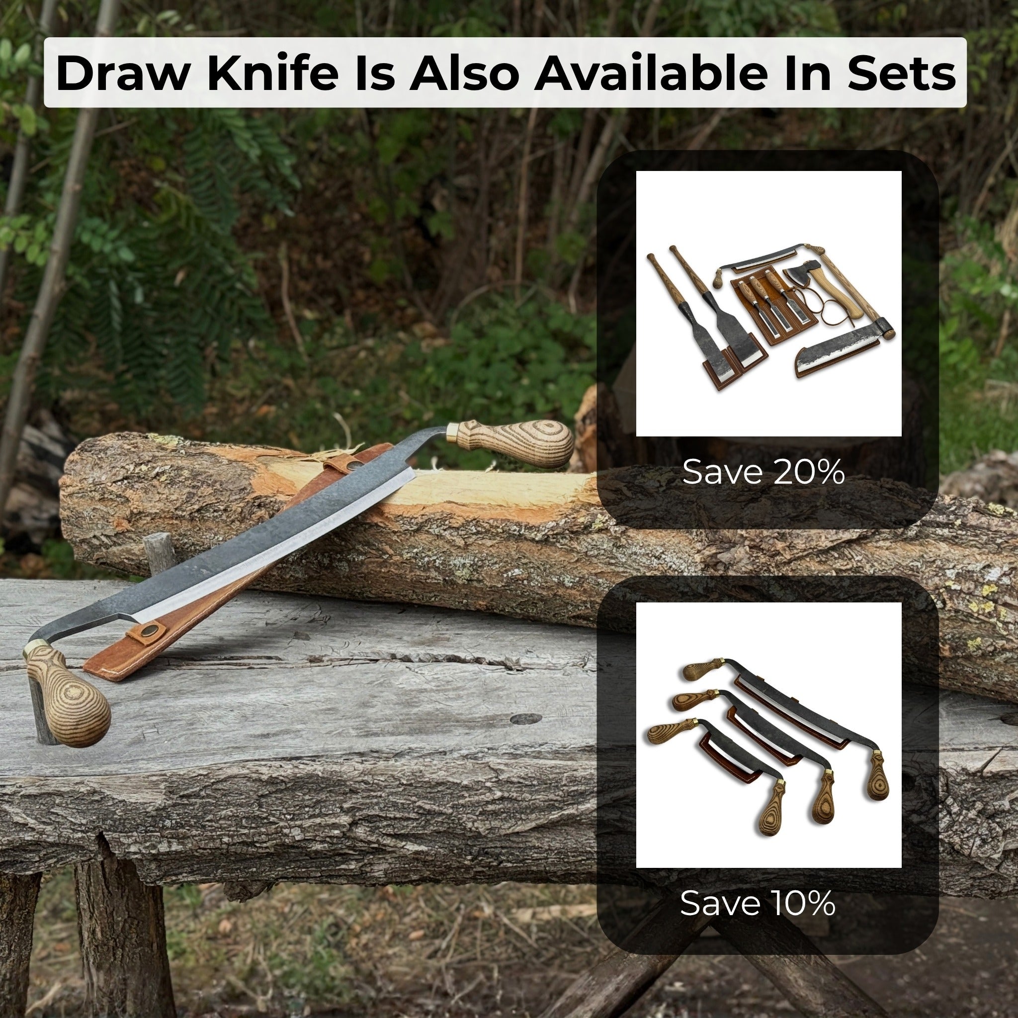 Curved Draw Knife (Push/Pull Shave), 25.5 cm (10 inch) Cutting Edge - Randy's LLC