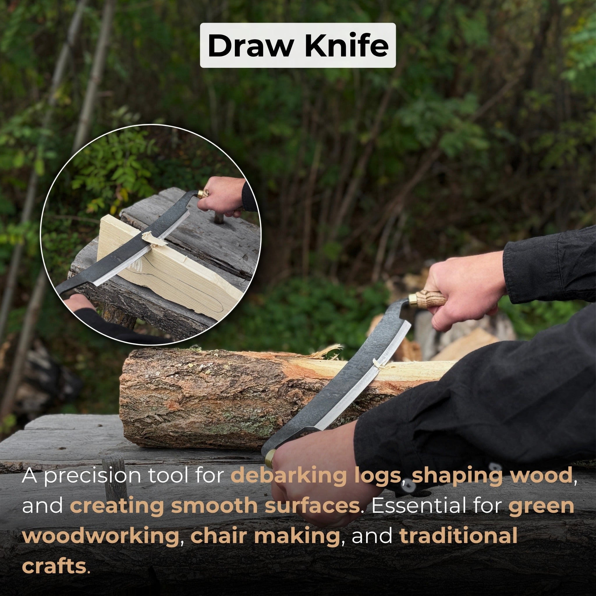 Curved Draw Knife (Push/Pull Shave), 25.5 cm (10 inch) Cutting Edge - Randy's LLC