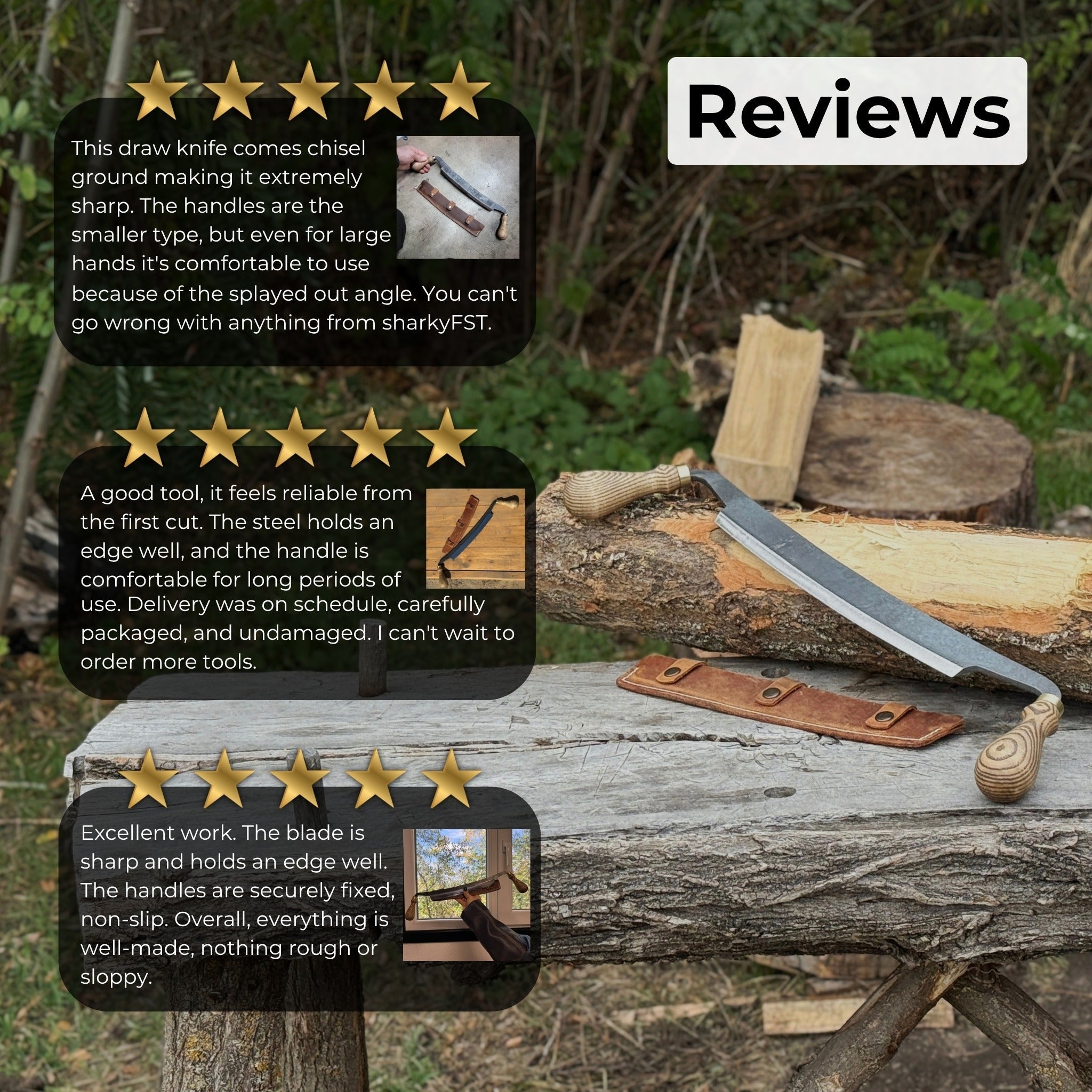 Curved Draw Knife (Push/Pull Shave), 25.5 cm (10 inch) Cutting Edge - Randy's LLC