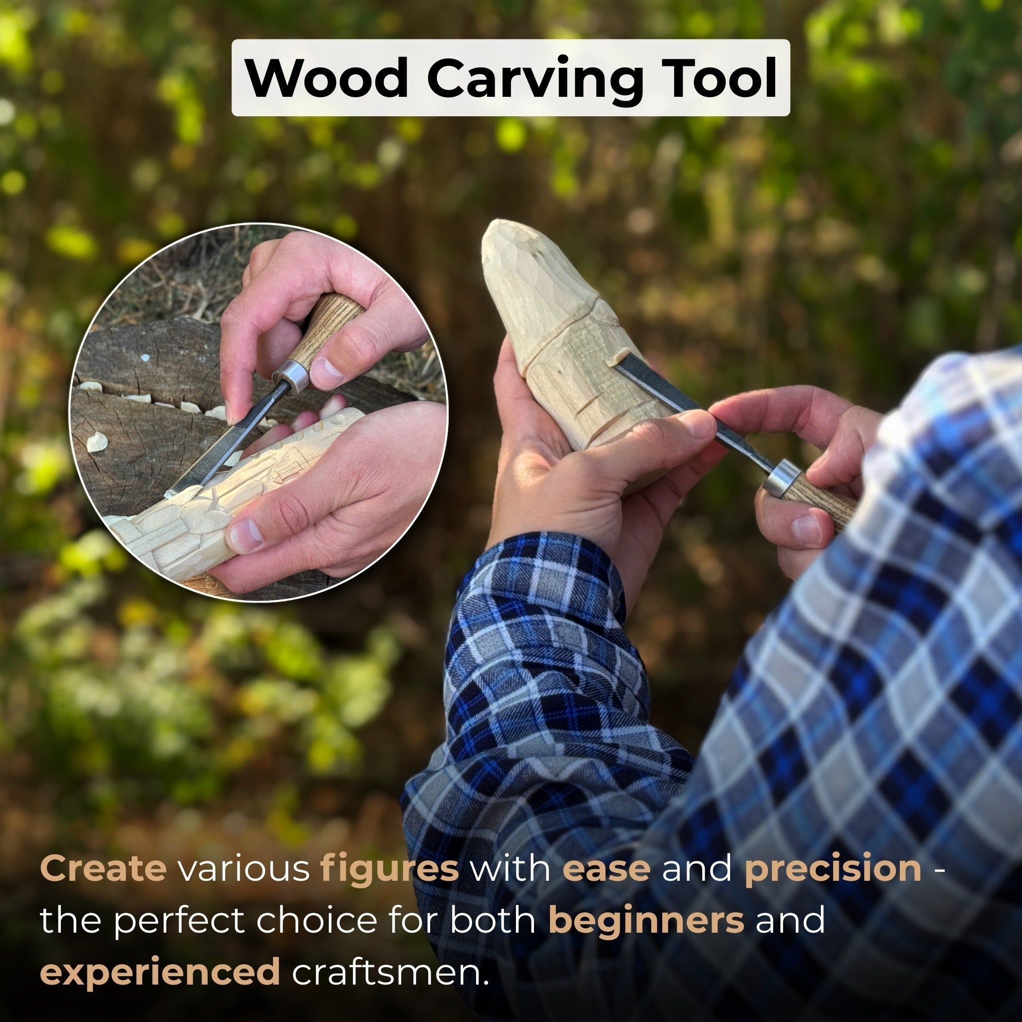 Detail Carving Chisel with Palm Handle, 10 mm (0.39 inches) - Randy's LLC