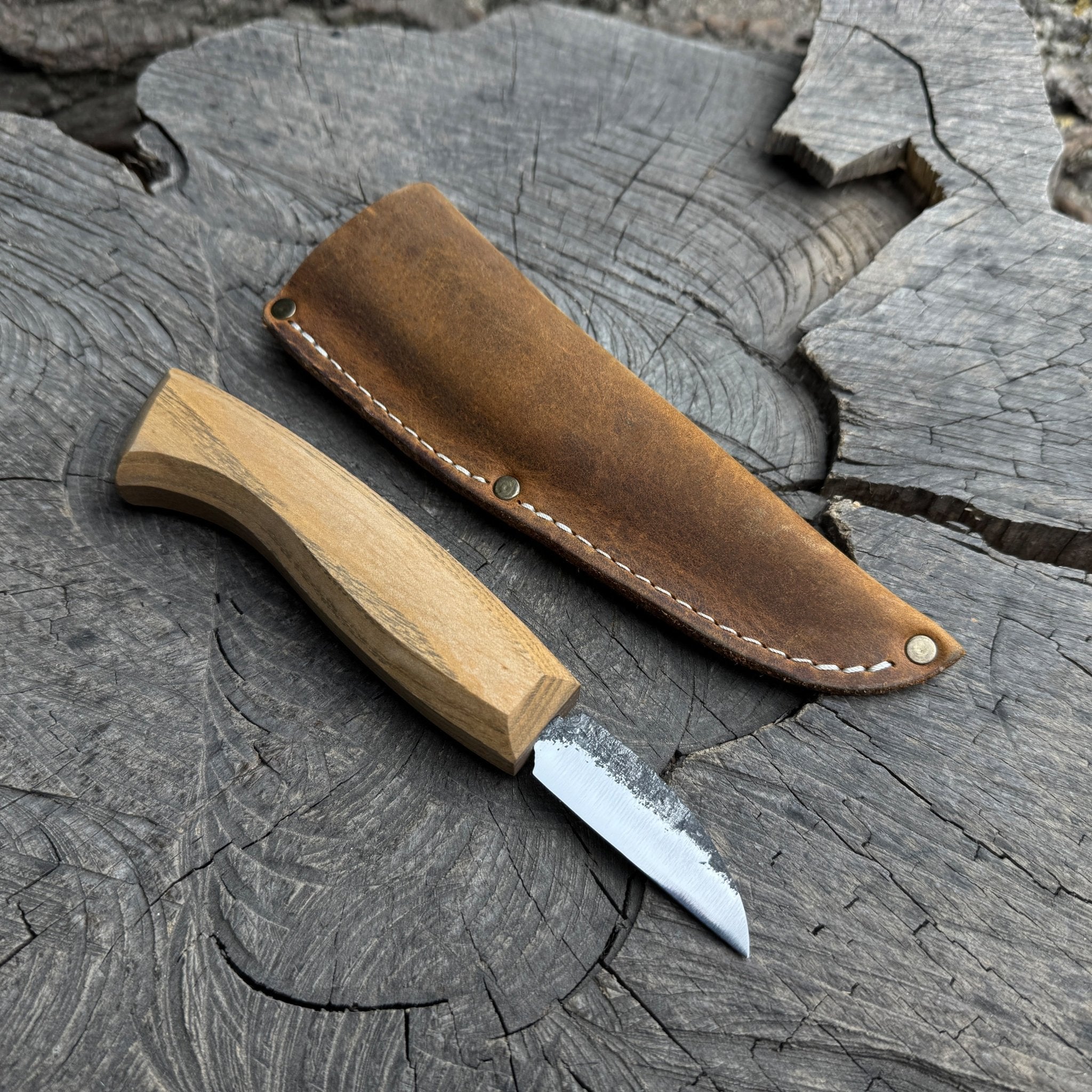 Detail Wood Carving Knife with Leather Sheath, Blade 5 cm (1.97 inches) - Randy's LLC