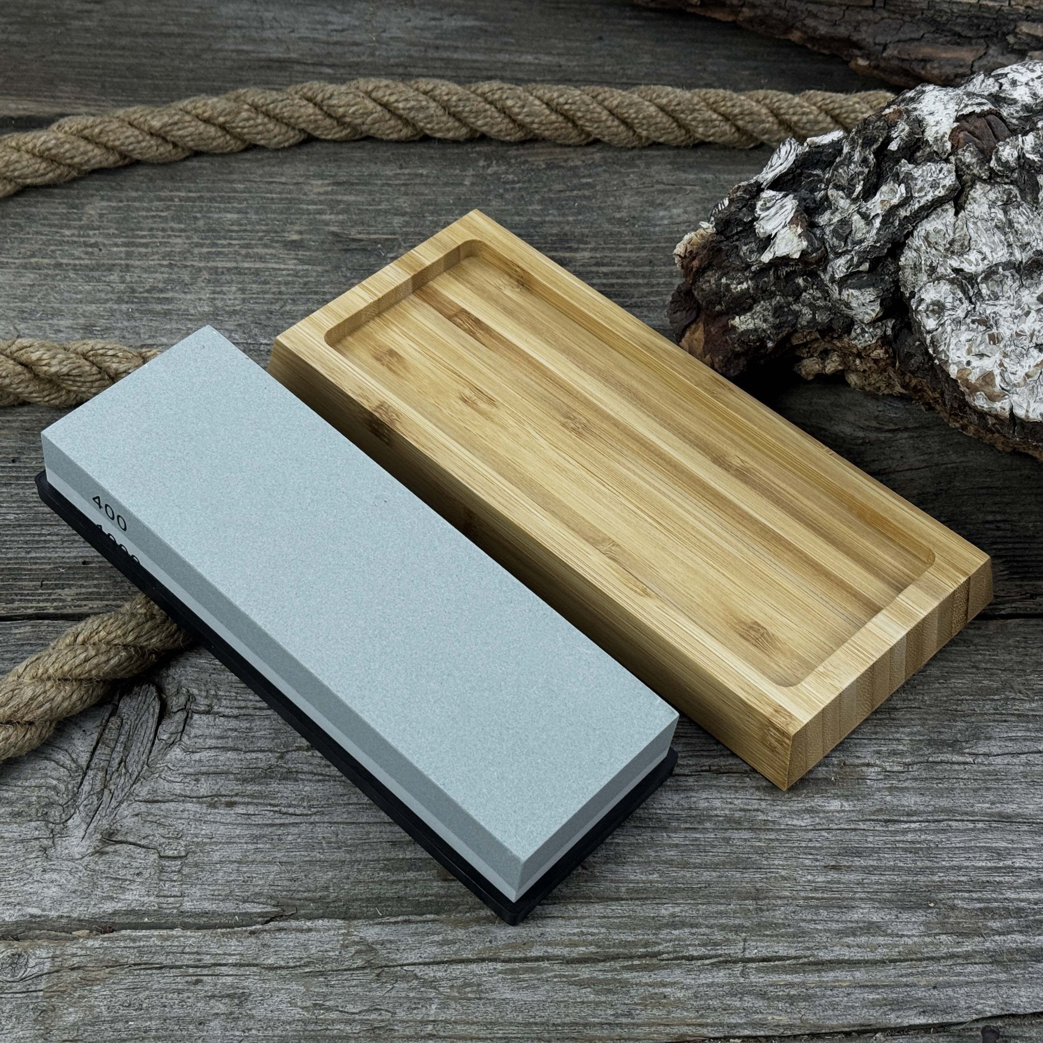 Sharpened Rocks Double-Sided Sharpening Stone with Optional Wooden Stand – Grit #400 ...