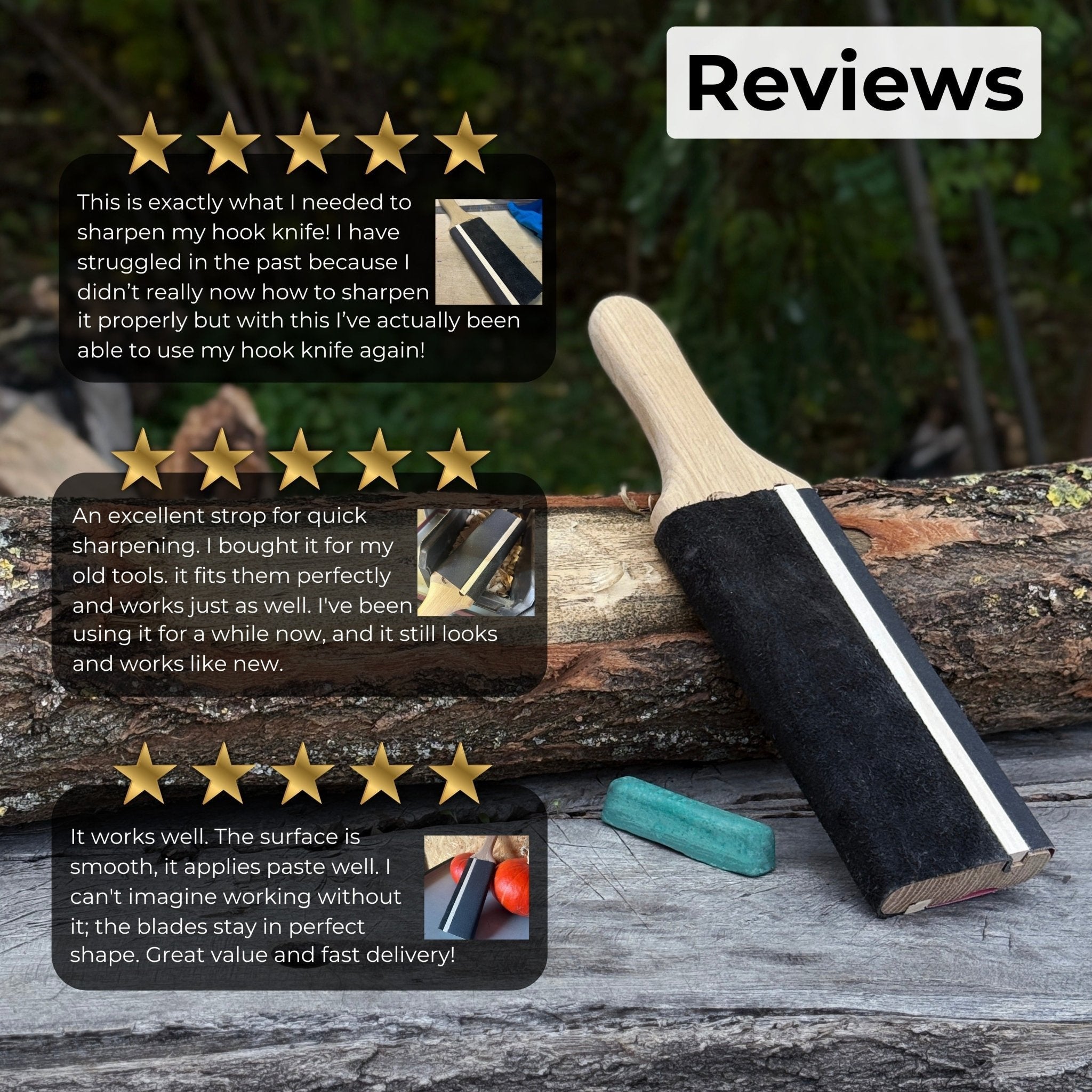 Dual-Sided Leather Paddle Strop For Hook Knives & Gouges - Randy's LLC