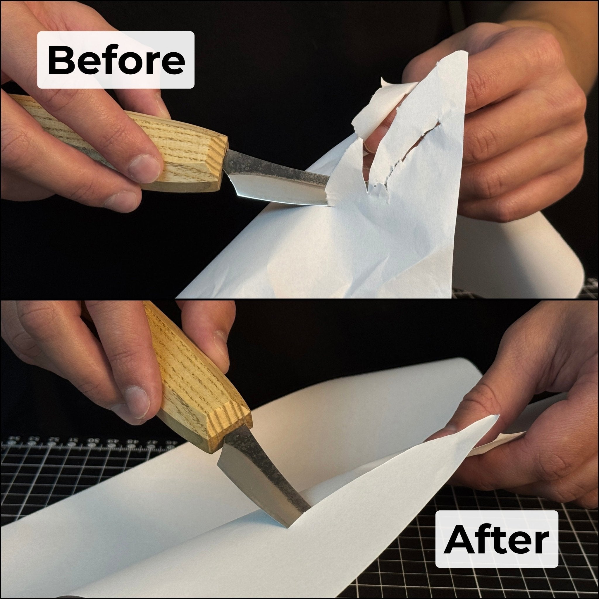 Dual-Sided Leather Paddle Strop For Hook Knives & Gouges - Randy's LLC