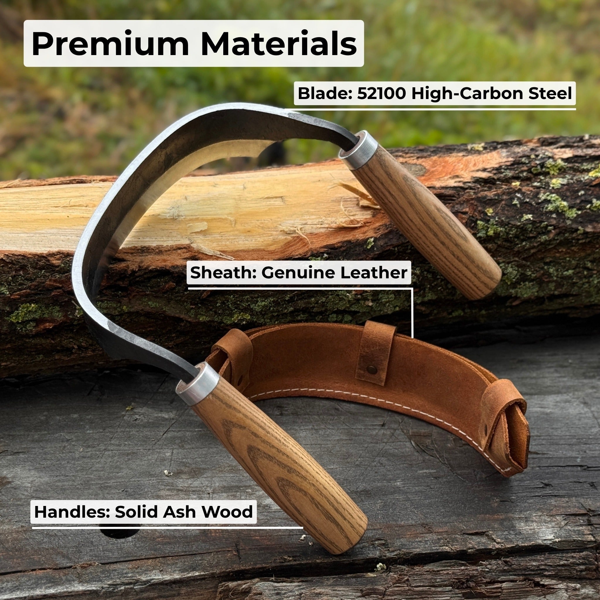 Half-Rounded Drawknife (Inshave) with Leather Sheath, 15 cm (5.9 inches) - Randy's LLC