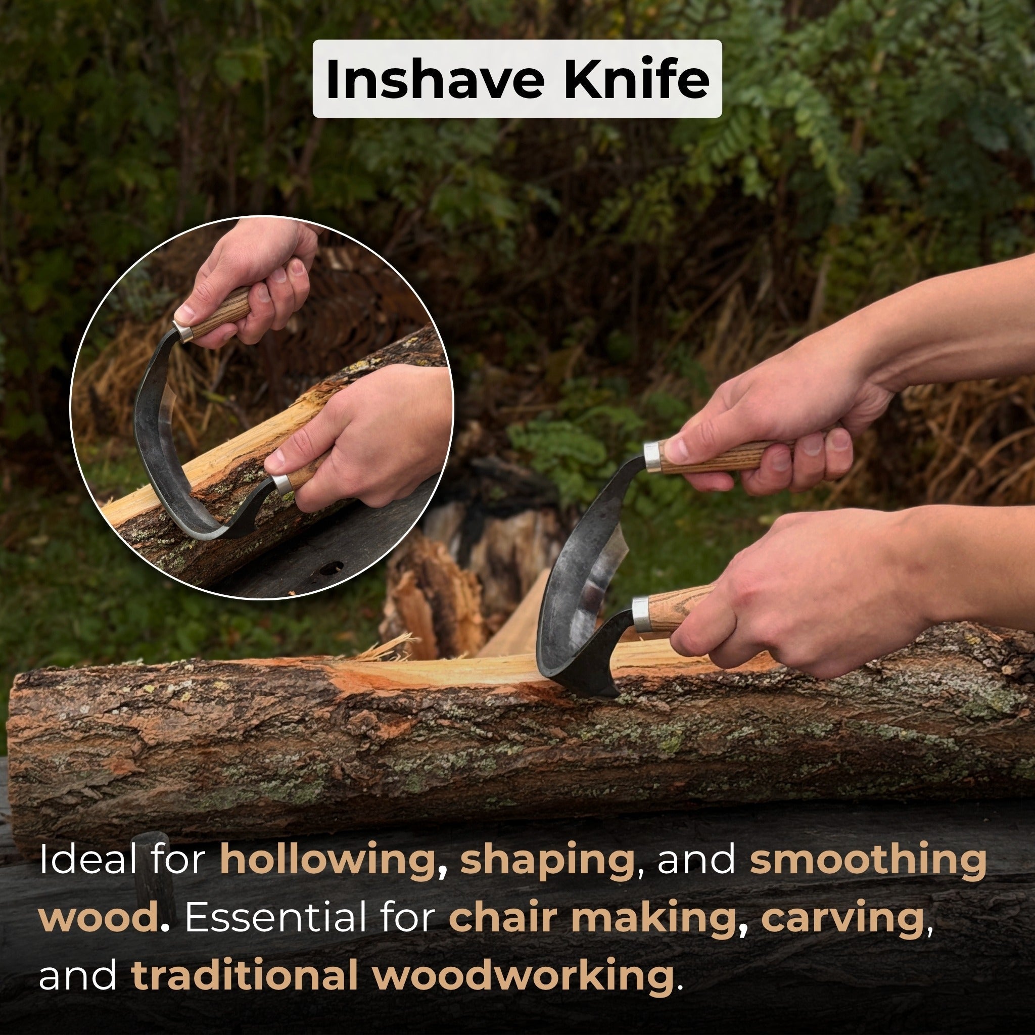 Half-Rounded Drawknife (Inshave) with Leather Sheath, 15 cm (5.9 inches) - Randy's LLC