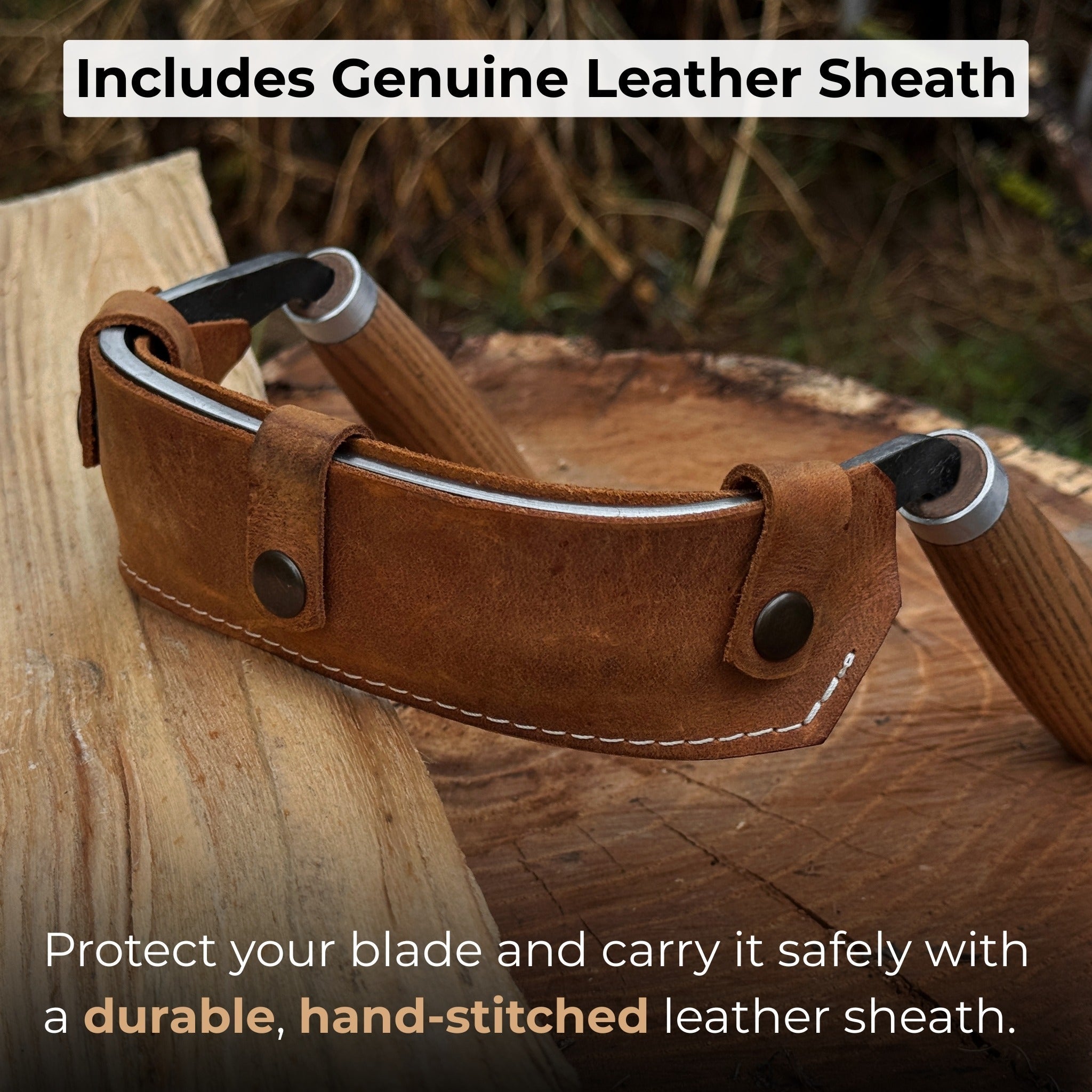 Half-Rounded Drawknife (Inshave) with Leather Sheath, 15 cm (5.9 inches) - Randy's LLC