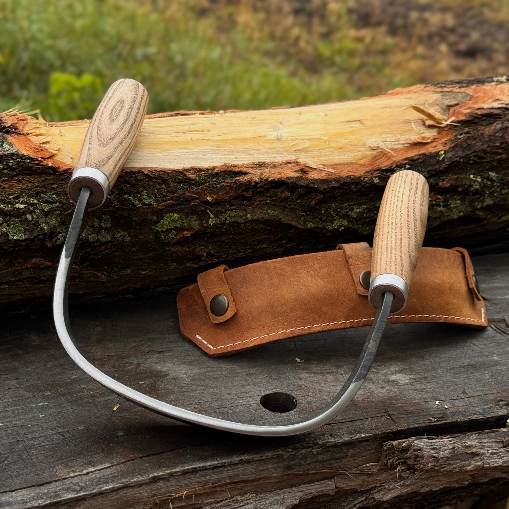 Half-Rounded Drawknife (Inshave) with Leather Sheath, 15 cm (5.9 inches) - Randy's LLC