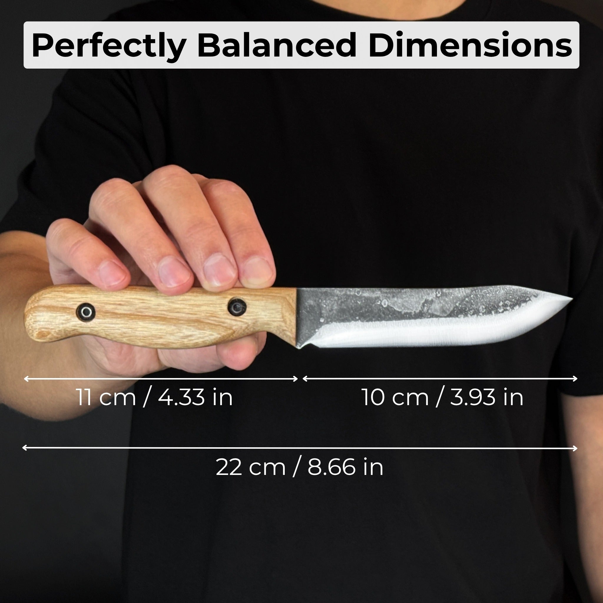 Hand-Forged Bushcraft Knife, 10 cm (3.9 in) Blade with Leather Sheath - Randy's LLC