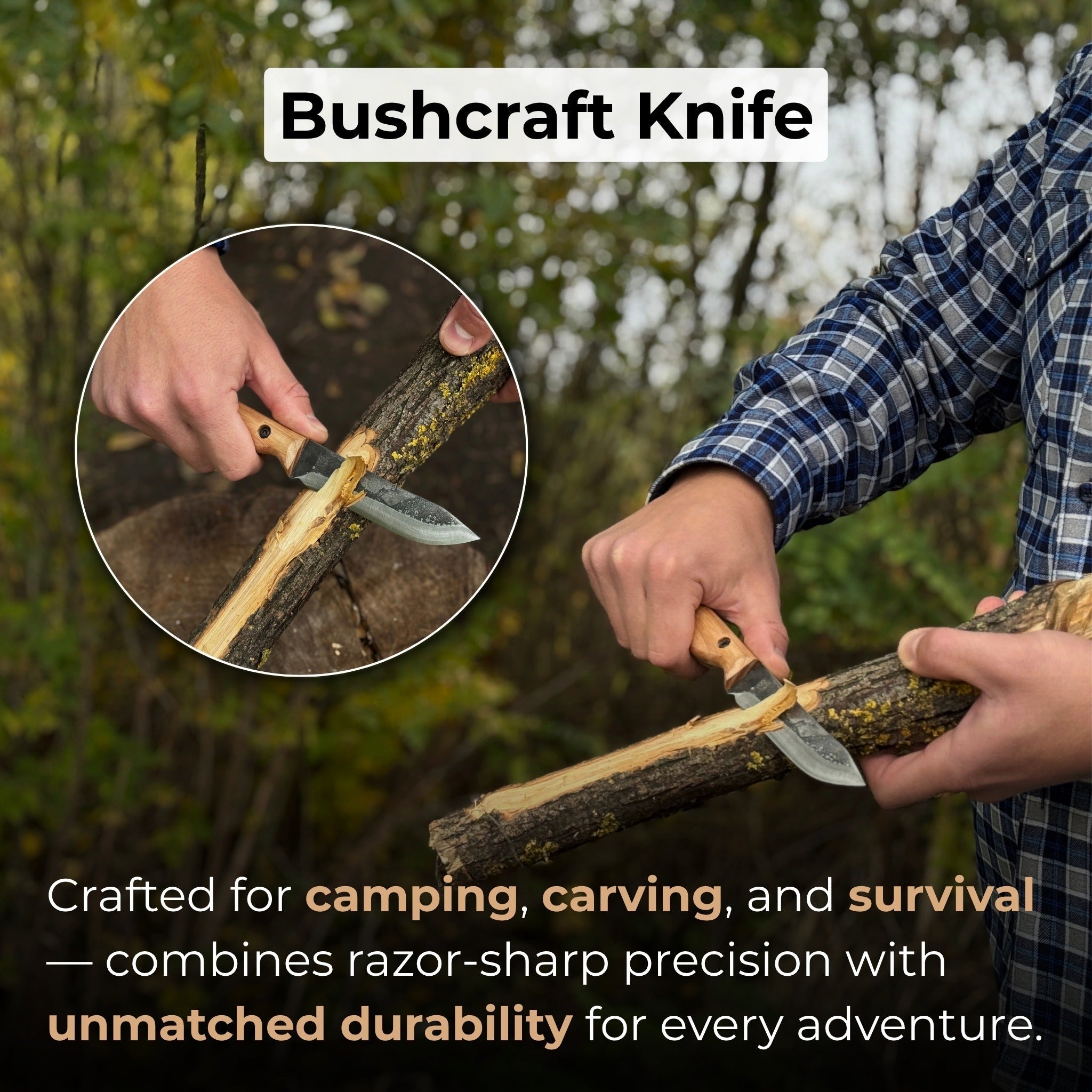 Hand-Forged Bushcraft Knife, 10 cm (3.9 in) Blade with Leather Sheath - Randy's LLC