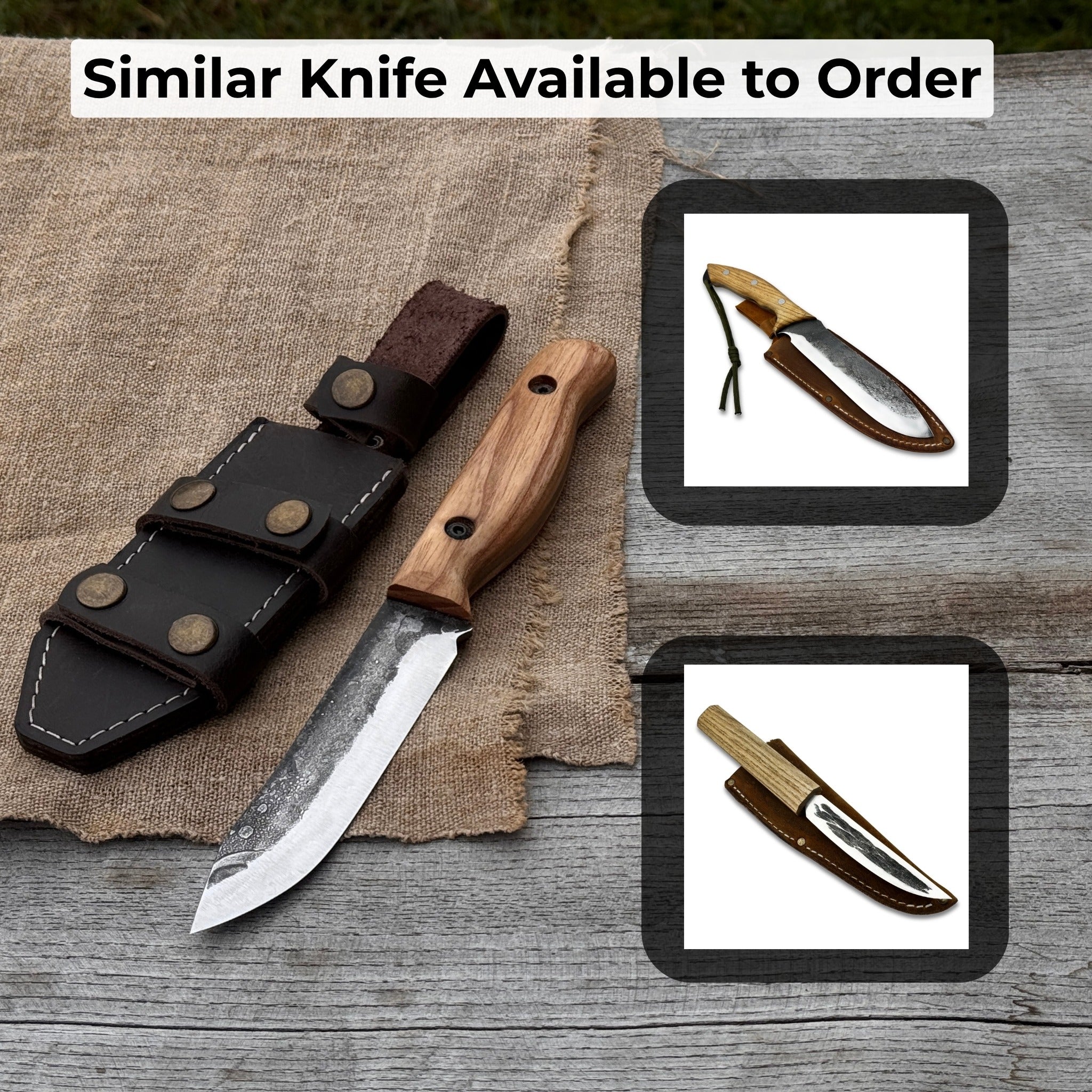Hand-Forged Bushcraft Knife, 10 cm (3.9 in) Blade with Leather Sheath - Randy's LLC