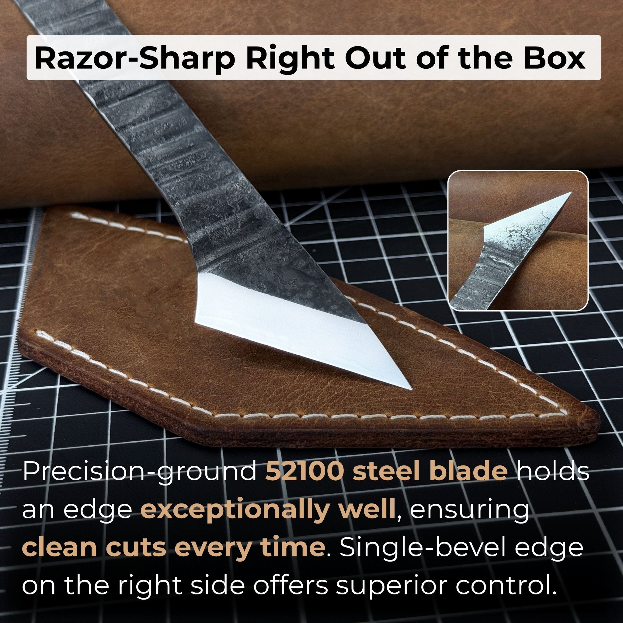 Hand-Forged Kiridashi Knife, 14 cm (5.51 inches) with Leather Sheath - Randy's LLC