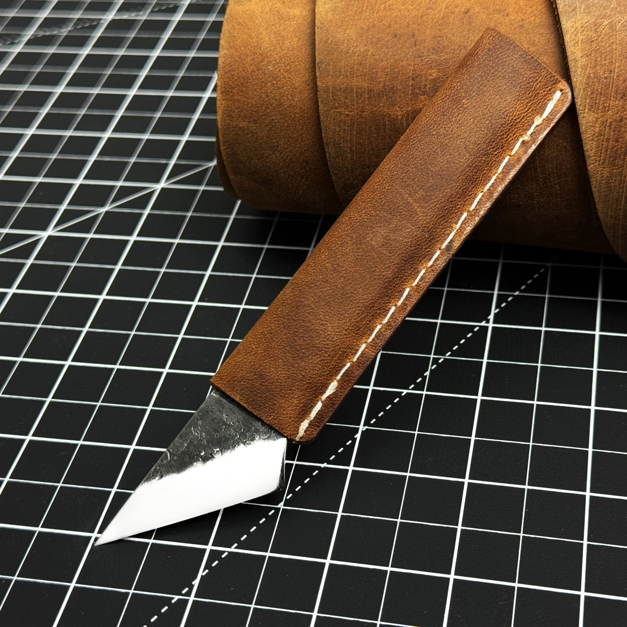 Hand-Forged Kiridashi Knife - Razor-Sharp Carbon Steel Blade with Leather Sheath - Randy's LLC