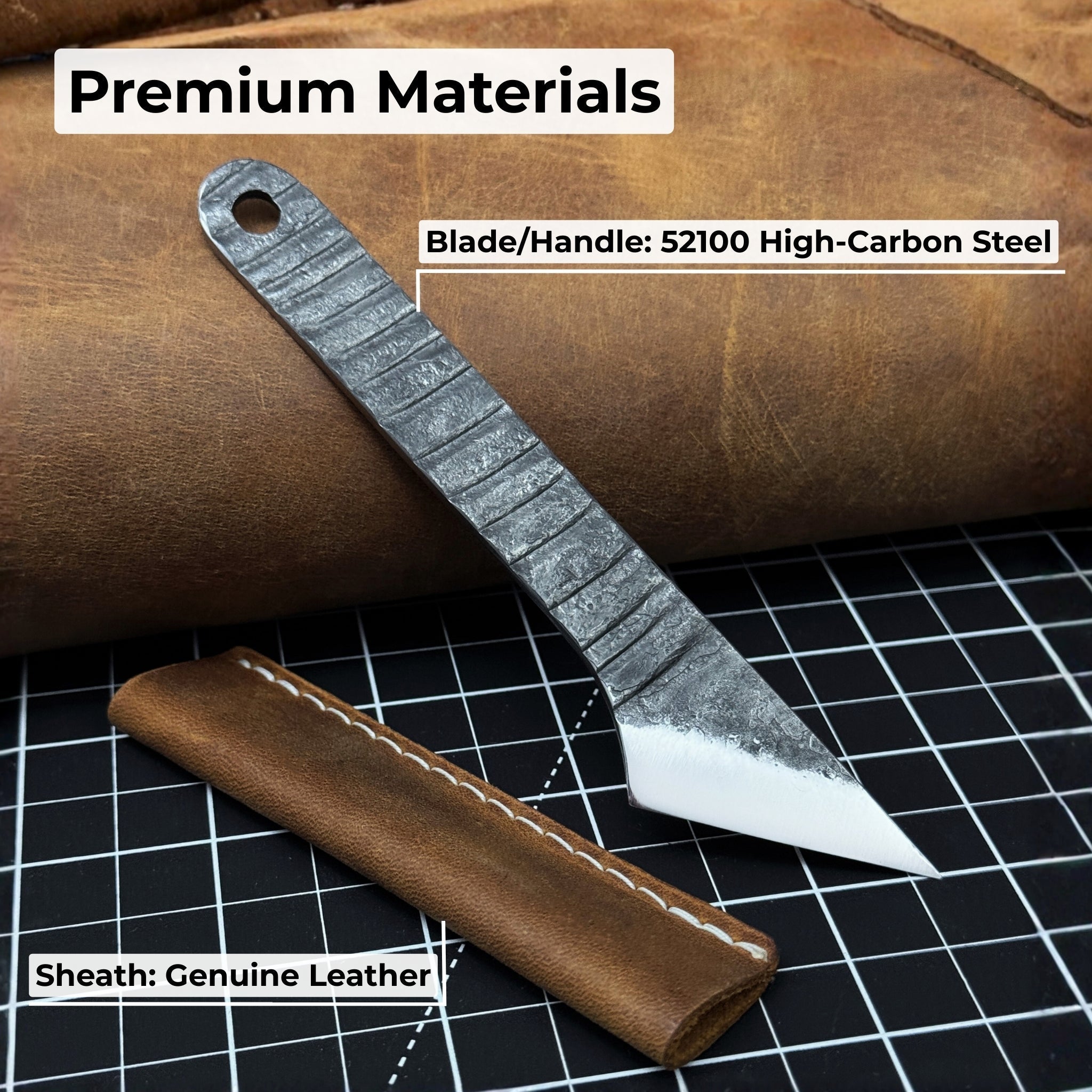 Hand-Forged Kiridashi Knife - Razor-Sharp Carbon Steel Blade with Leather Sheath - Randy's LLC