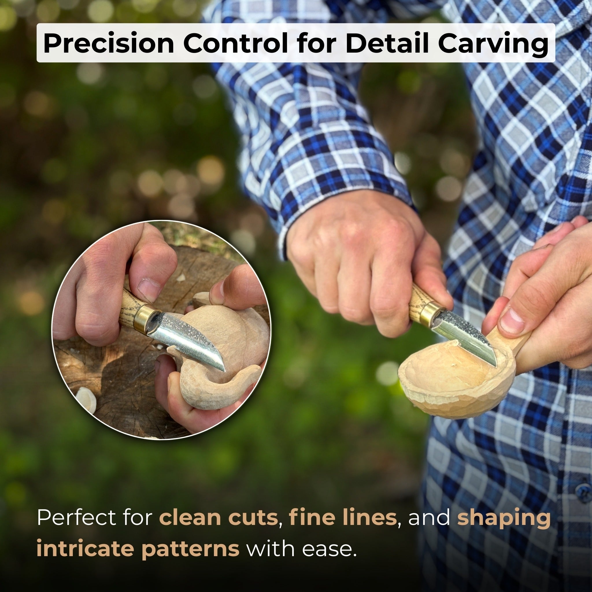 Hand-Forged Roughing Knife, Blade 5 cm (1.97 inches) - Randy's LLC