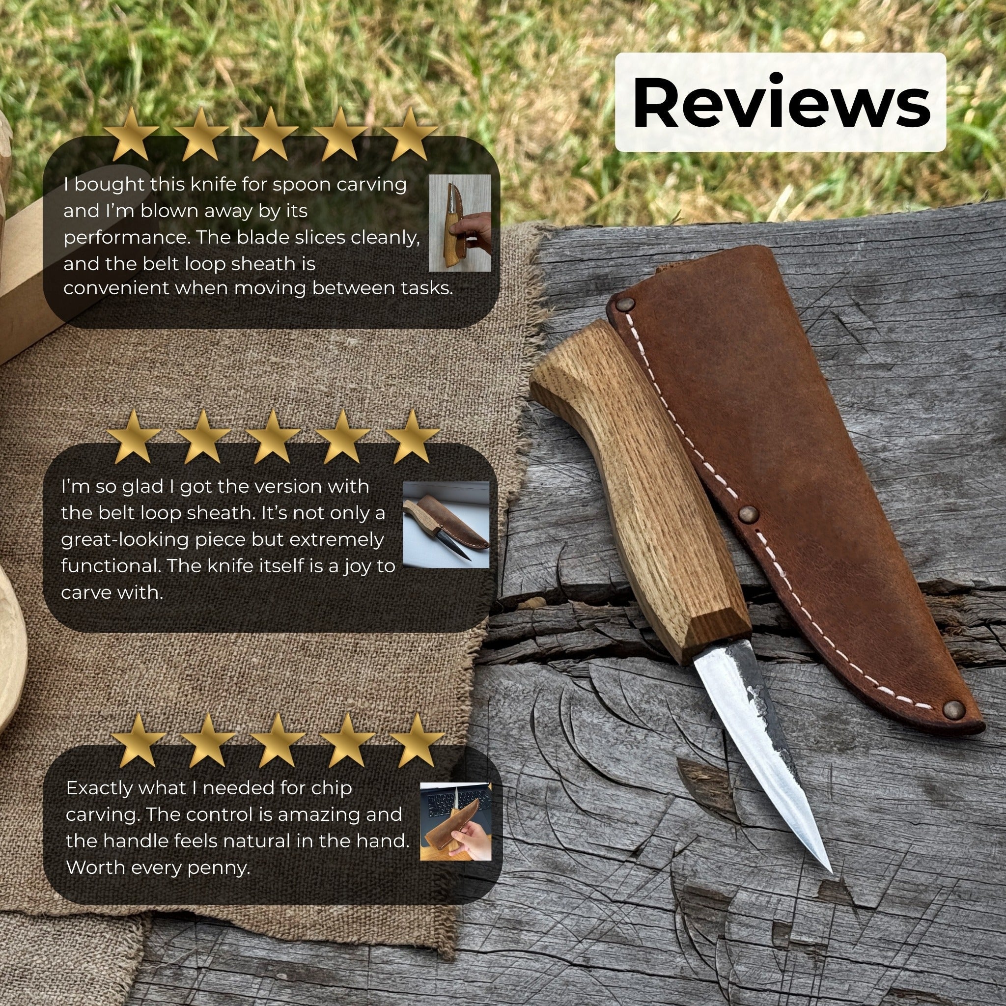 Hand-Forged Sloyd Knife, 7.5 cm (2.95 inches) - Randy's LLC