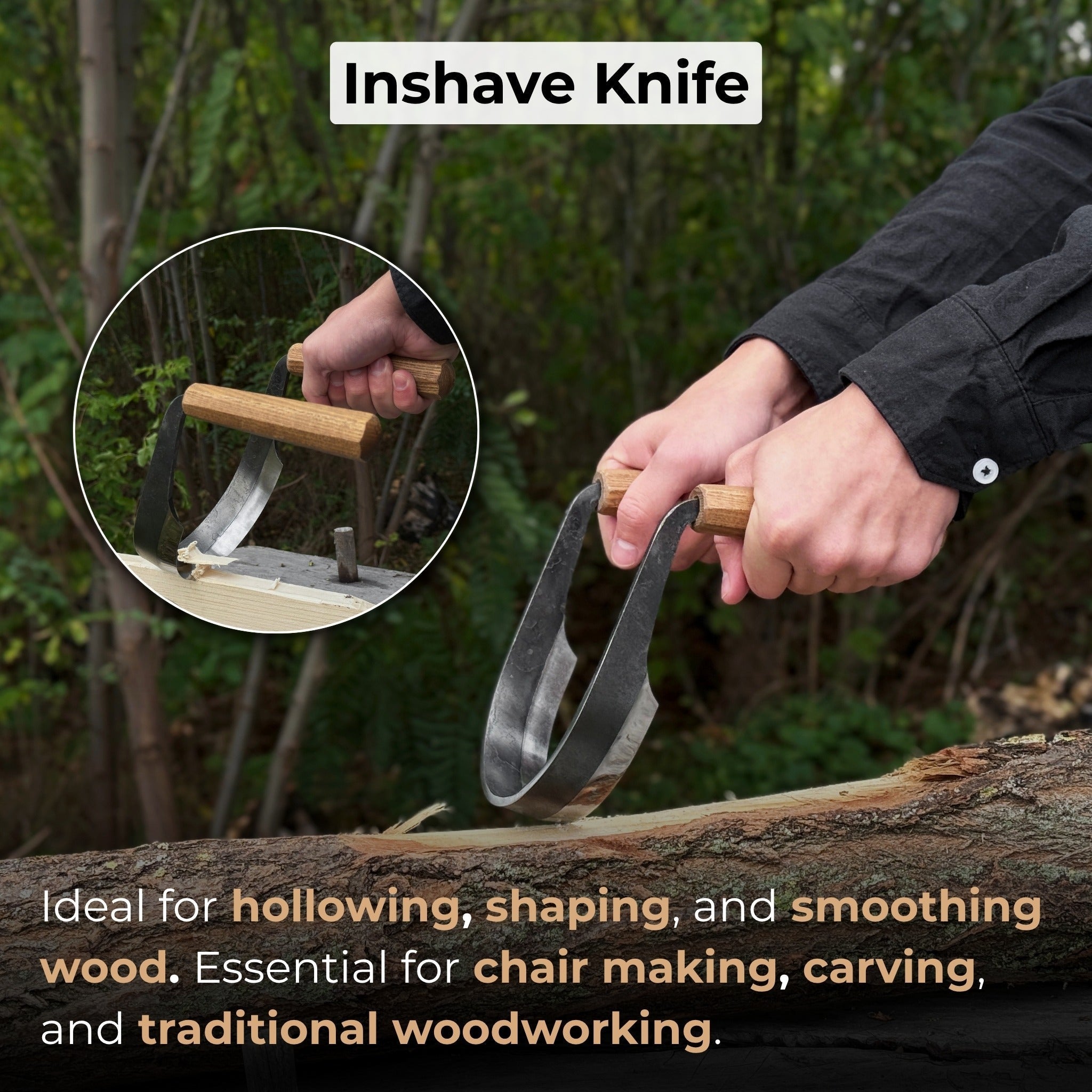 Inshave (Half-Rounded Drawknife), 13 cm (5.1 inches) - Randy's LLC
