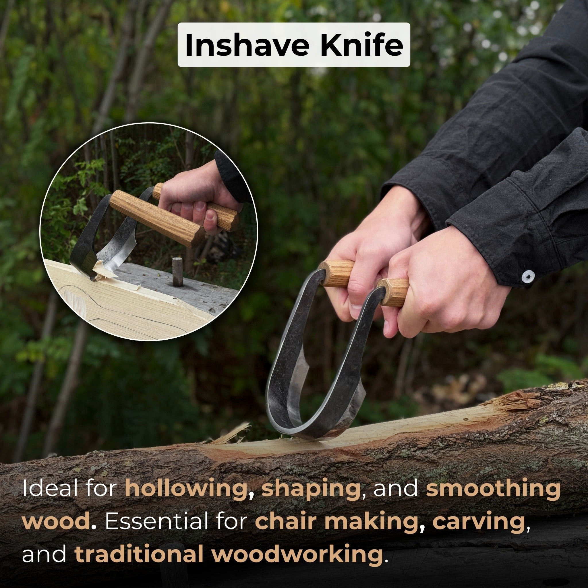 Inshave (Half-Rounded Drawknife), 9.5 cm (3.7 inches) - Randy's LLC