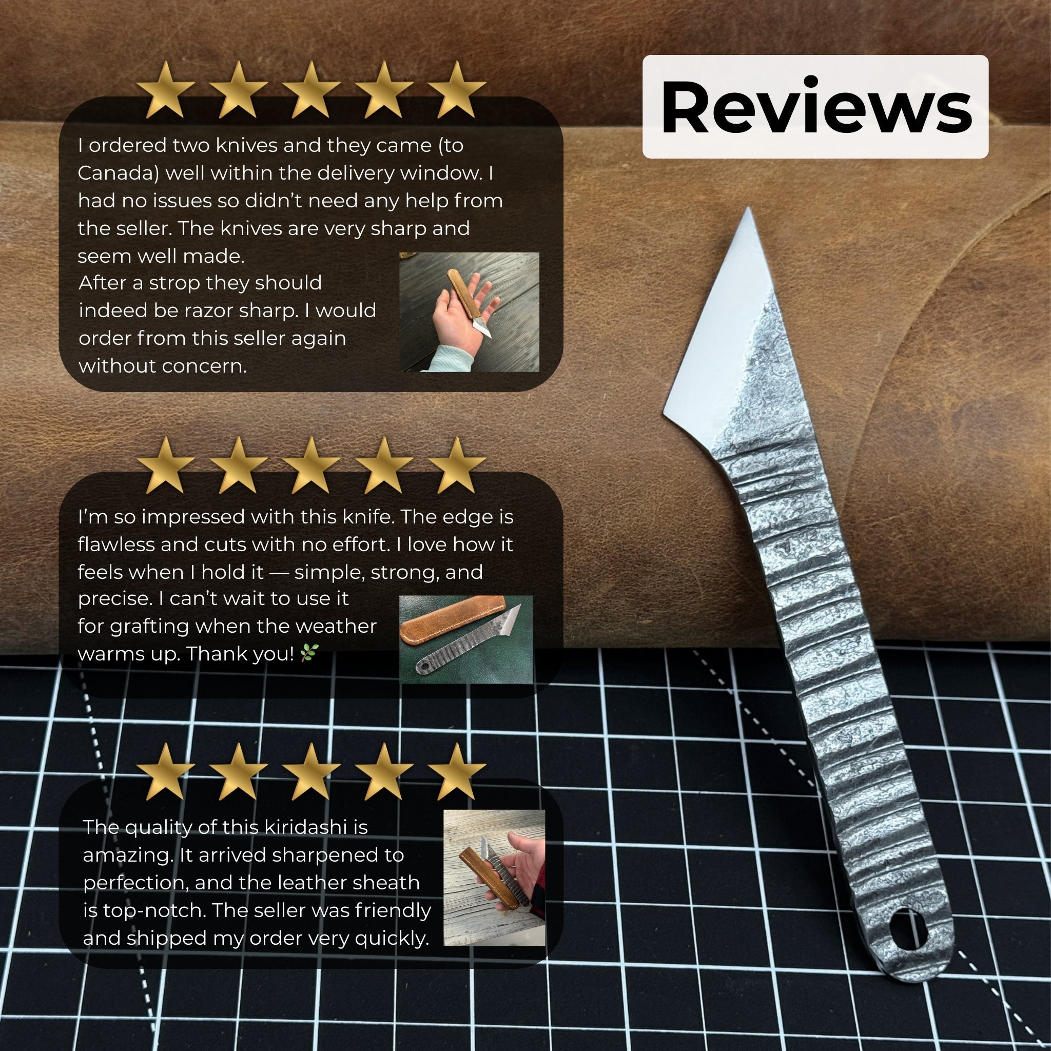 Kiridashi Knife - Razor-Sharp Carbon Steel Blade with Leather Sheath - Randy's LLC