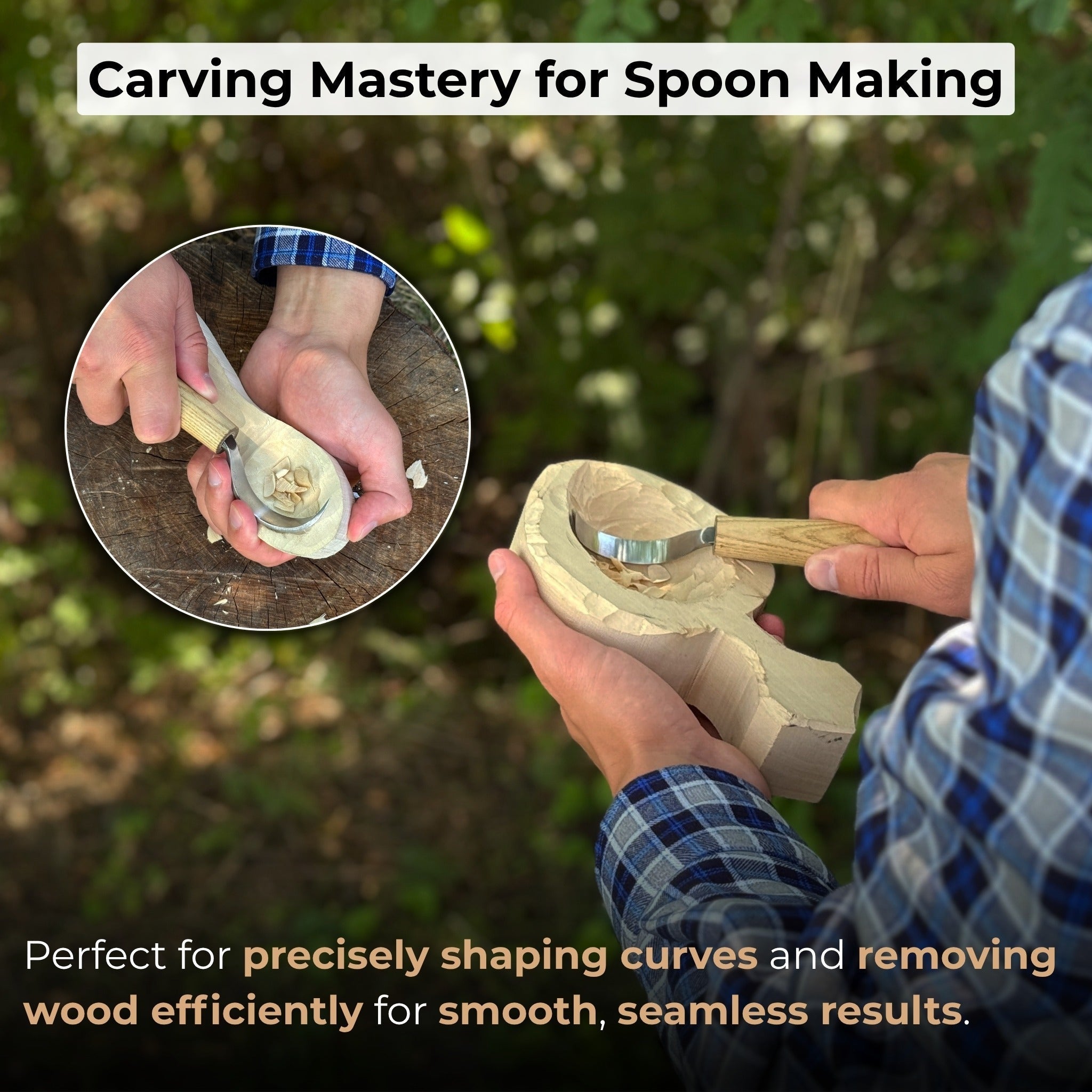 Large Hook Knife for Spoon Carving, ⌀6 cm (2.4 inches) - Randy's LLC