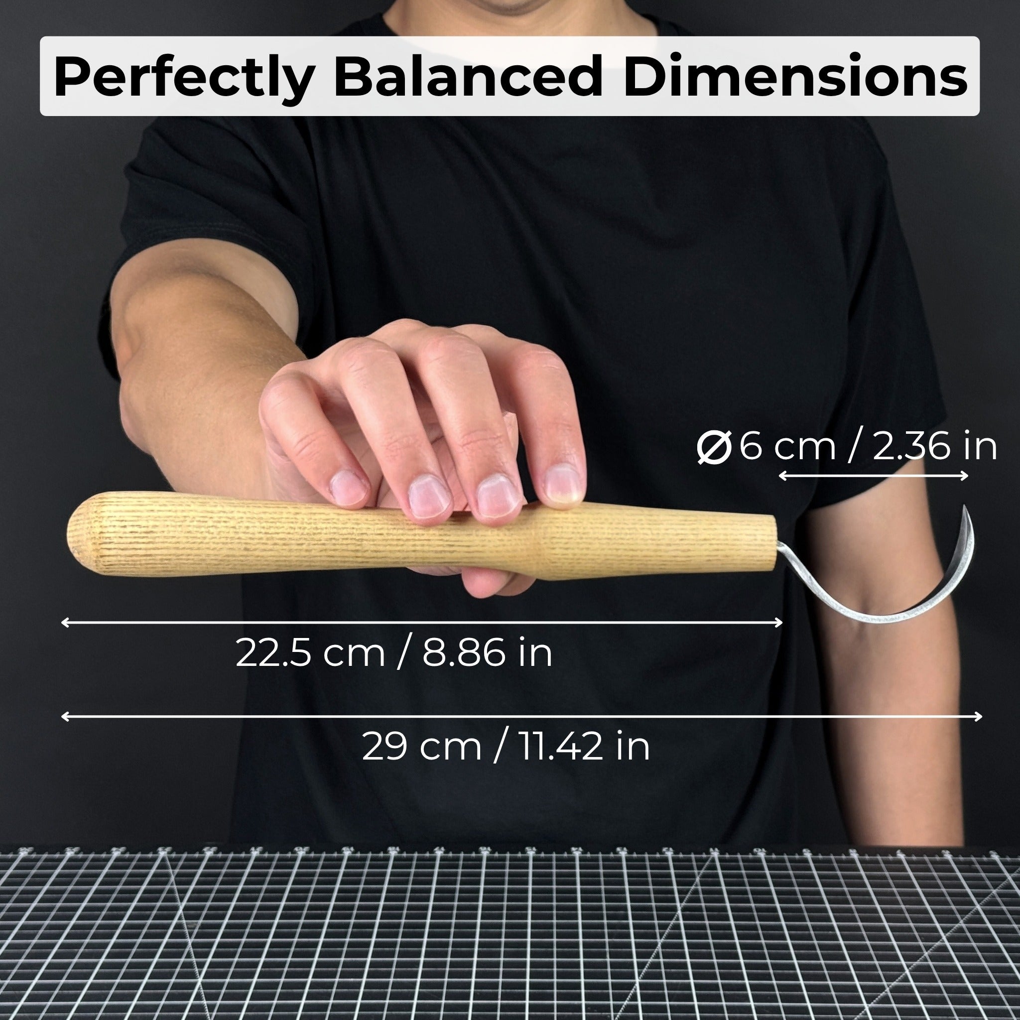 Large Hook Knife for Spoon Carving, ⌀6 cm (2.4 inches) - Randy's LLC